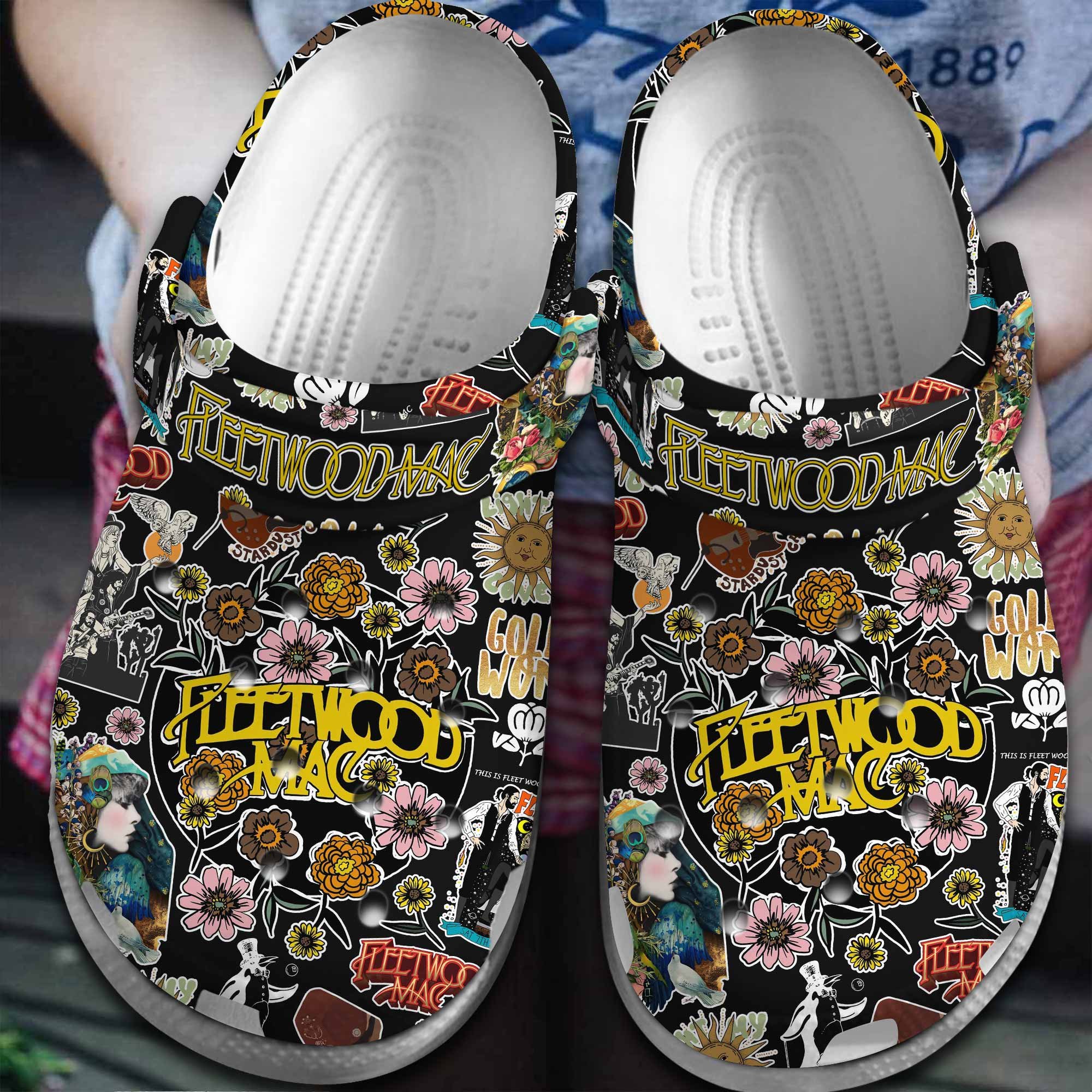 Footwearmerch Fleetwood Mac Band Music Crocs Crocband Clogs Shoes Comfortable For Men Women and Kids