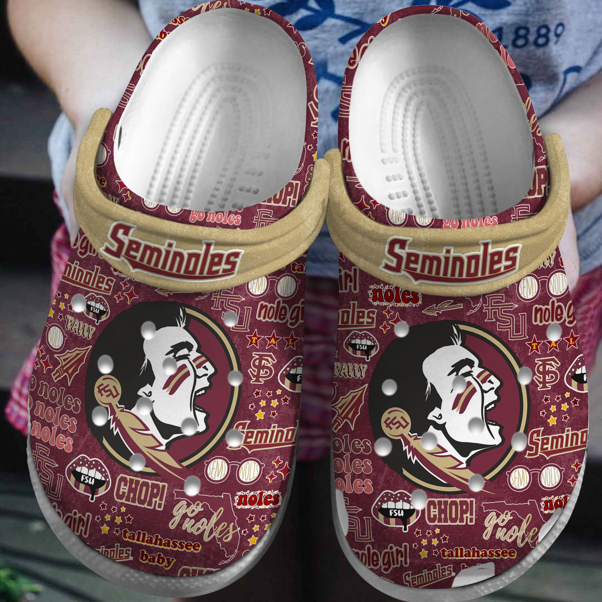 Footwearmerch Florida State Seminoles NCAA Sport Crocs Crocband Clogs Shoes Comfortable For Men Women and Kids