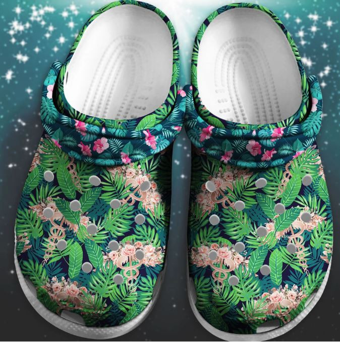 Footwearmerch Flower Pattern Nurse Shoes - Beautiful Jungle Custom Shoes Gift For Men Women Boy Girl