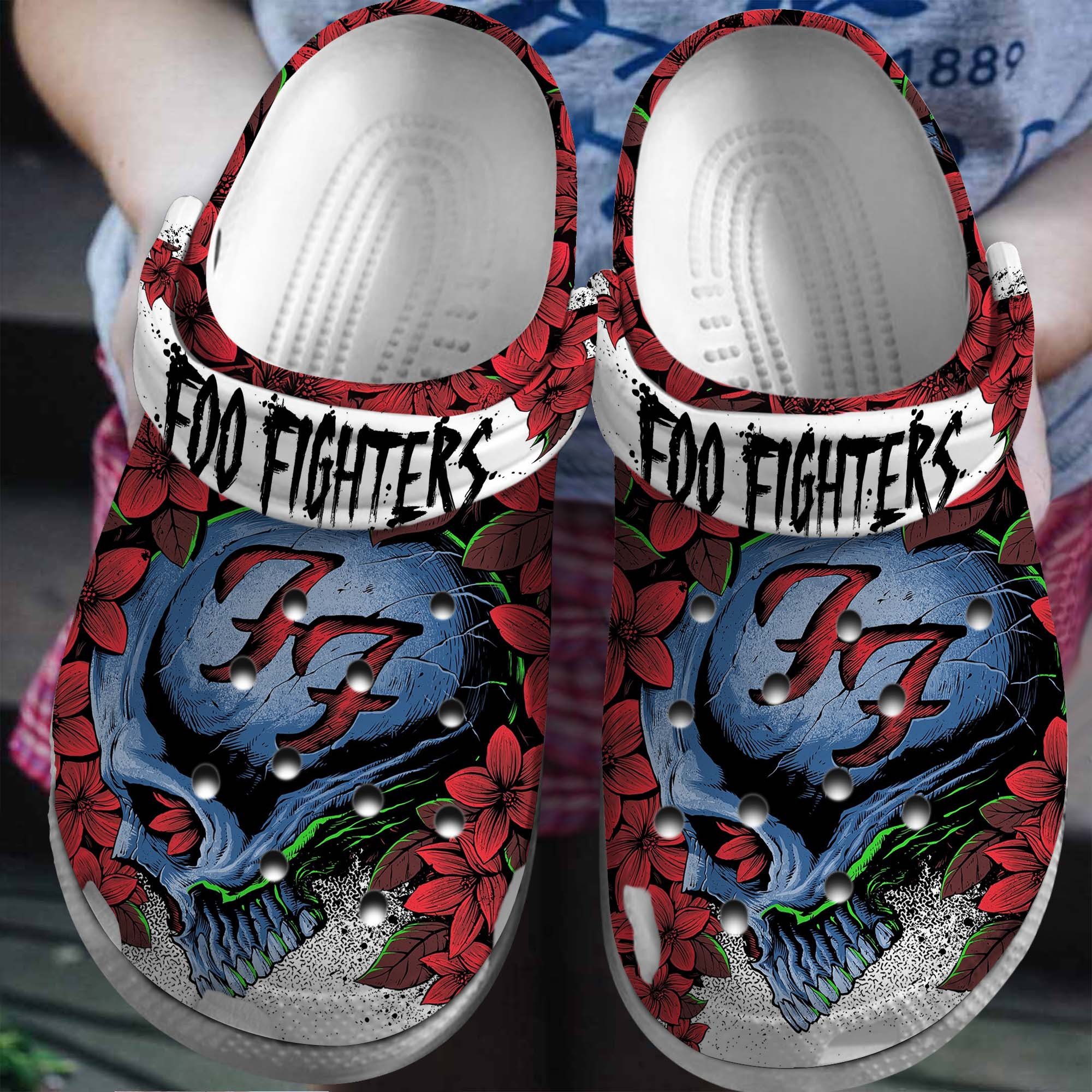 Footwearmerch Foo Fighters Band Music Crocs Crocband Clogs Shoes Comfortable For Men Women and Kids
