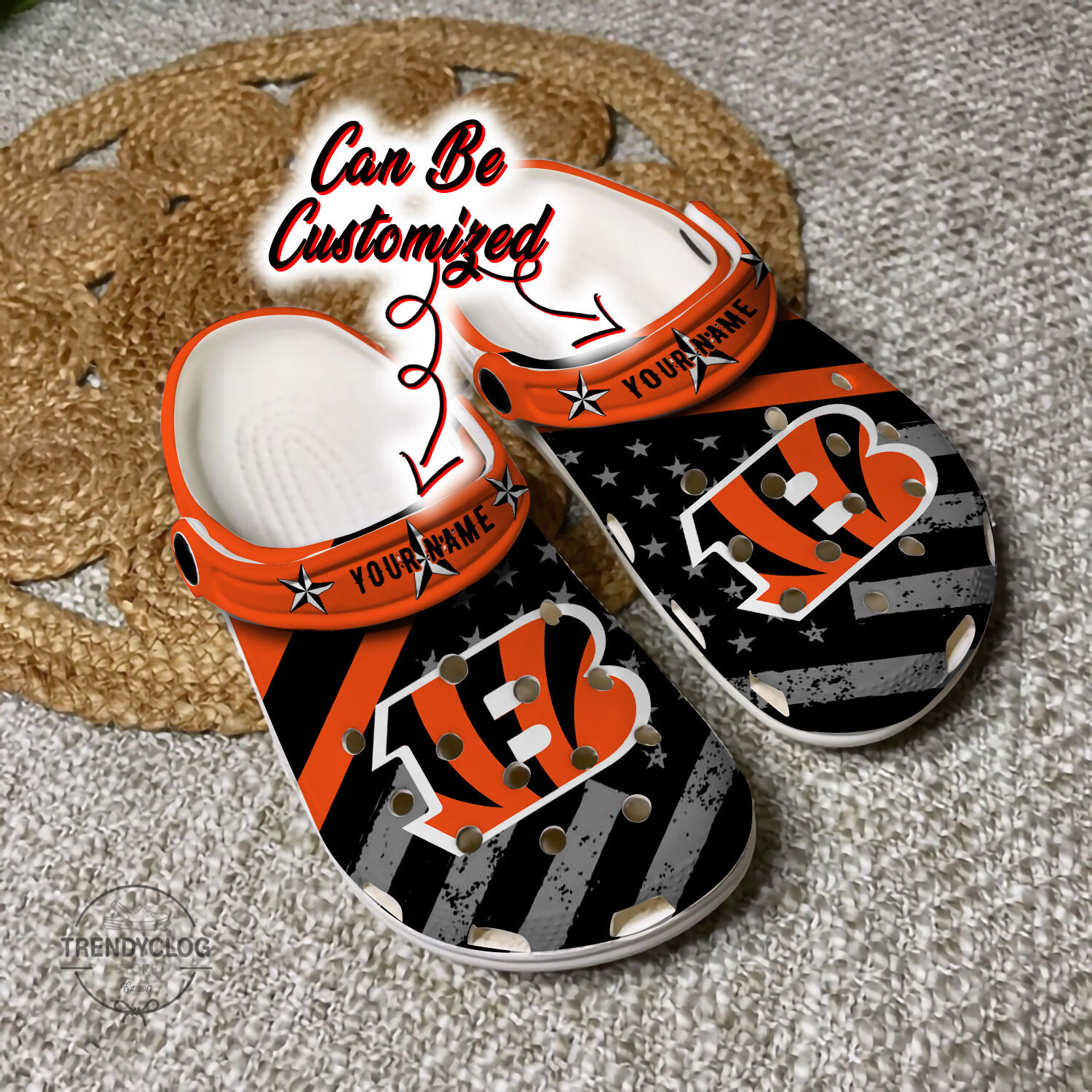 Footwearmerch Football Personalized CBengals American Flag Clog Shoes