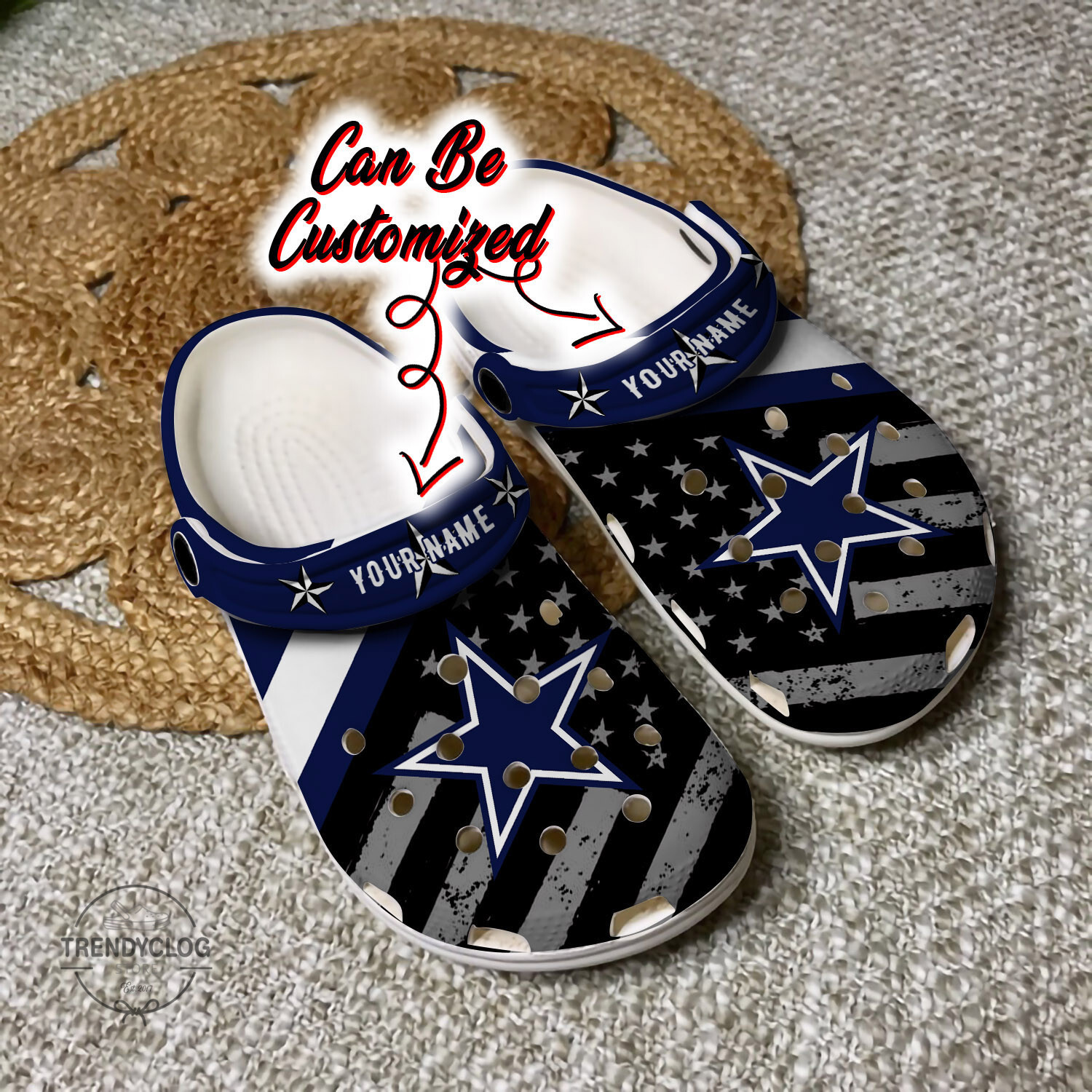 Footwearmerch Football Personalized DCowboys American Flag Clog Shoes
