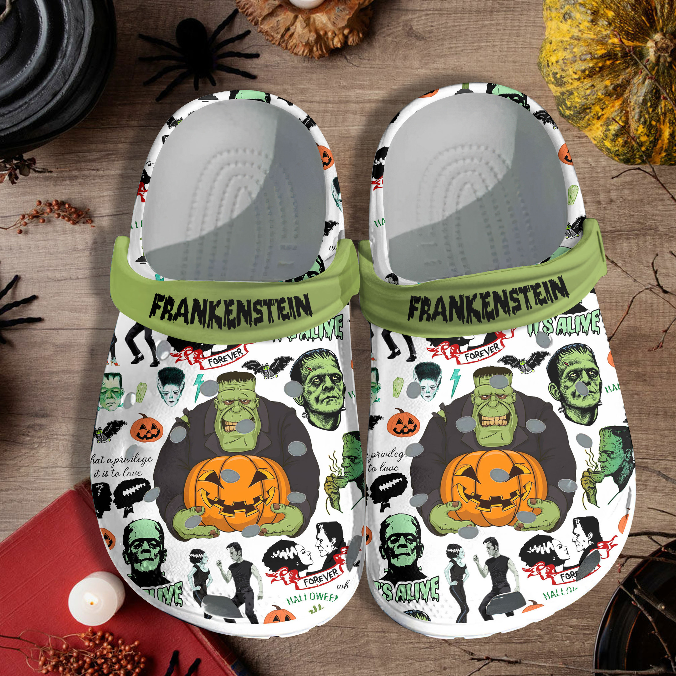 Footwearmerch Frankenstein Movie Crocs Crocband Clogs Shoes Comfortable For Men Women and Kids