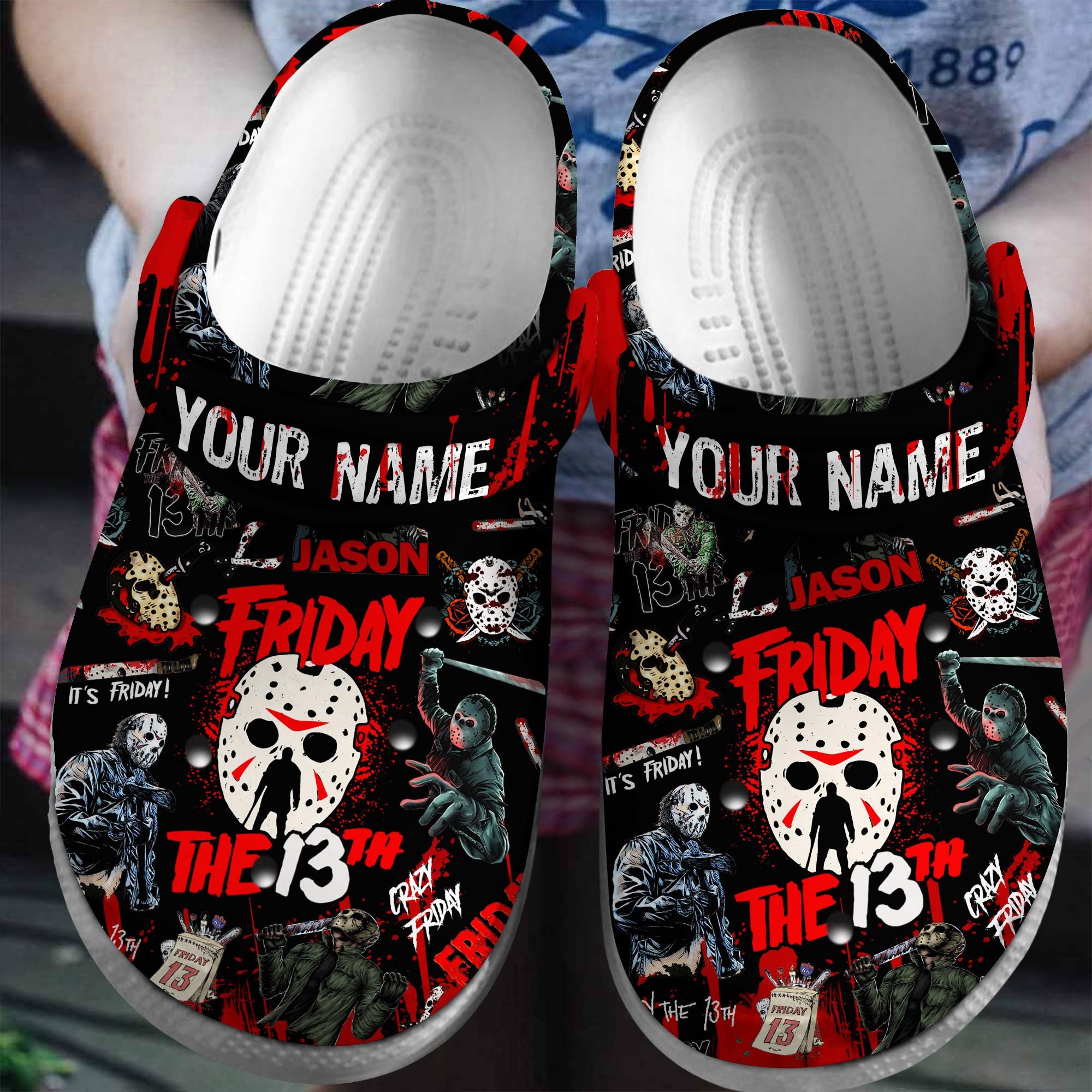 Footwearmerch Friday the 13th Movie Halloween Crocs Crocband Clogs Shoes Comfortable For Men Women and Kids