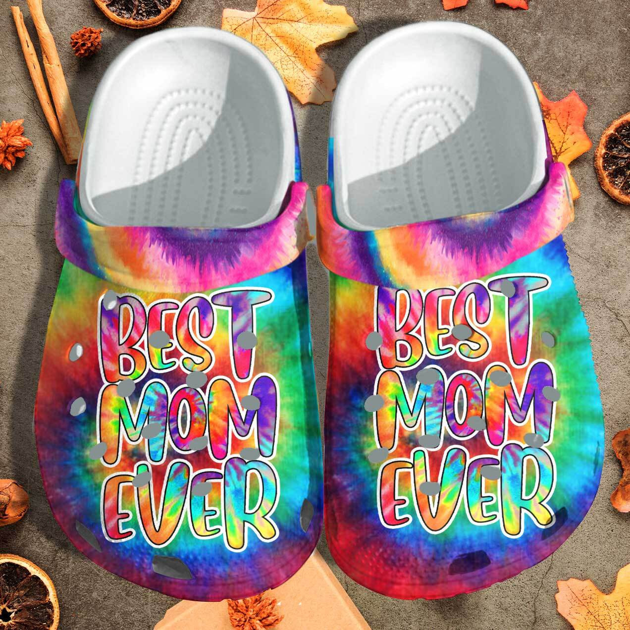Footwearmerch Funny Best Mom Ever Hippie Custom Shoes - Tie Dye Style Outdoor Shoes Birthday Gift For Mother
