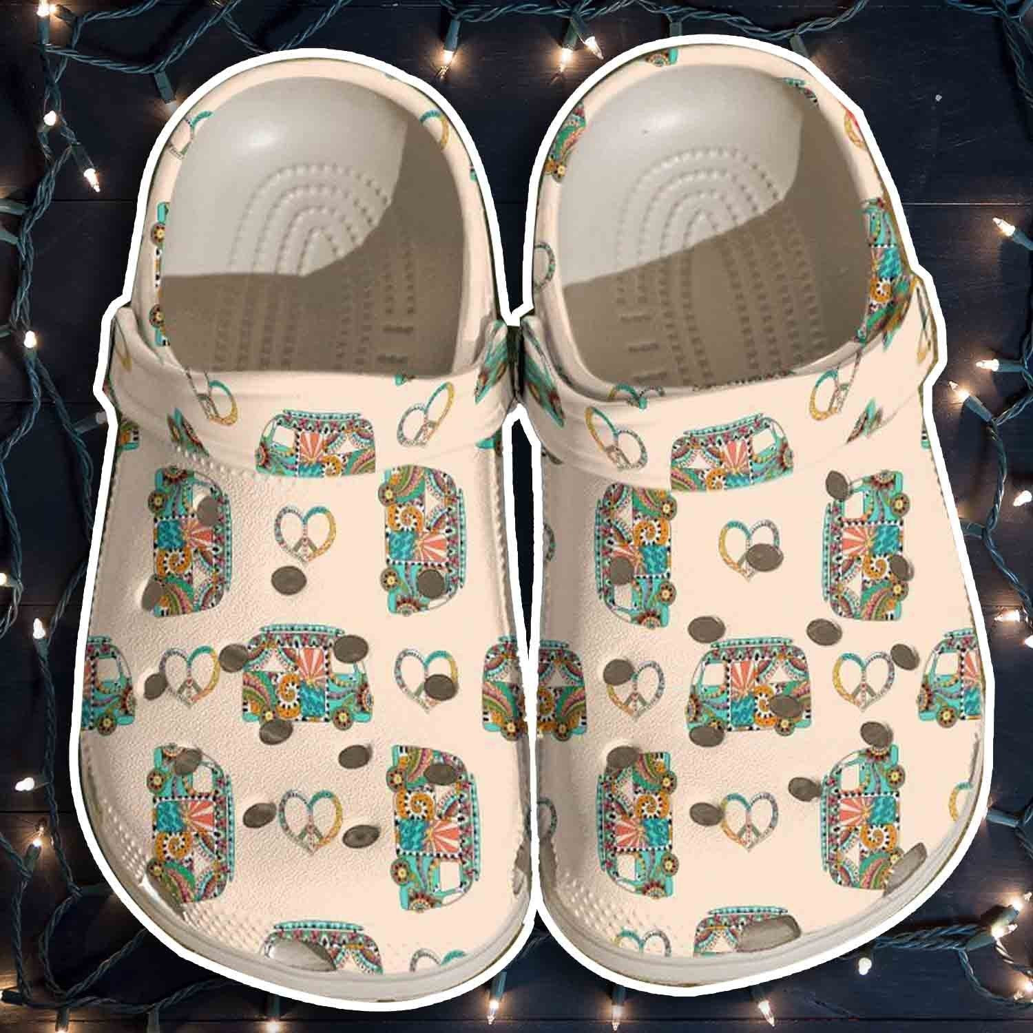 Footwearmerch Funny Hippie Bus Peace Shoes Crocbland Clogs Gifts For Kids