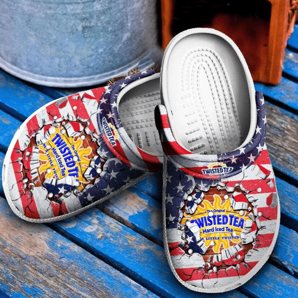 Footwearmerch Funny Twisted Tea American Flag Clog Shoes