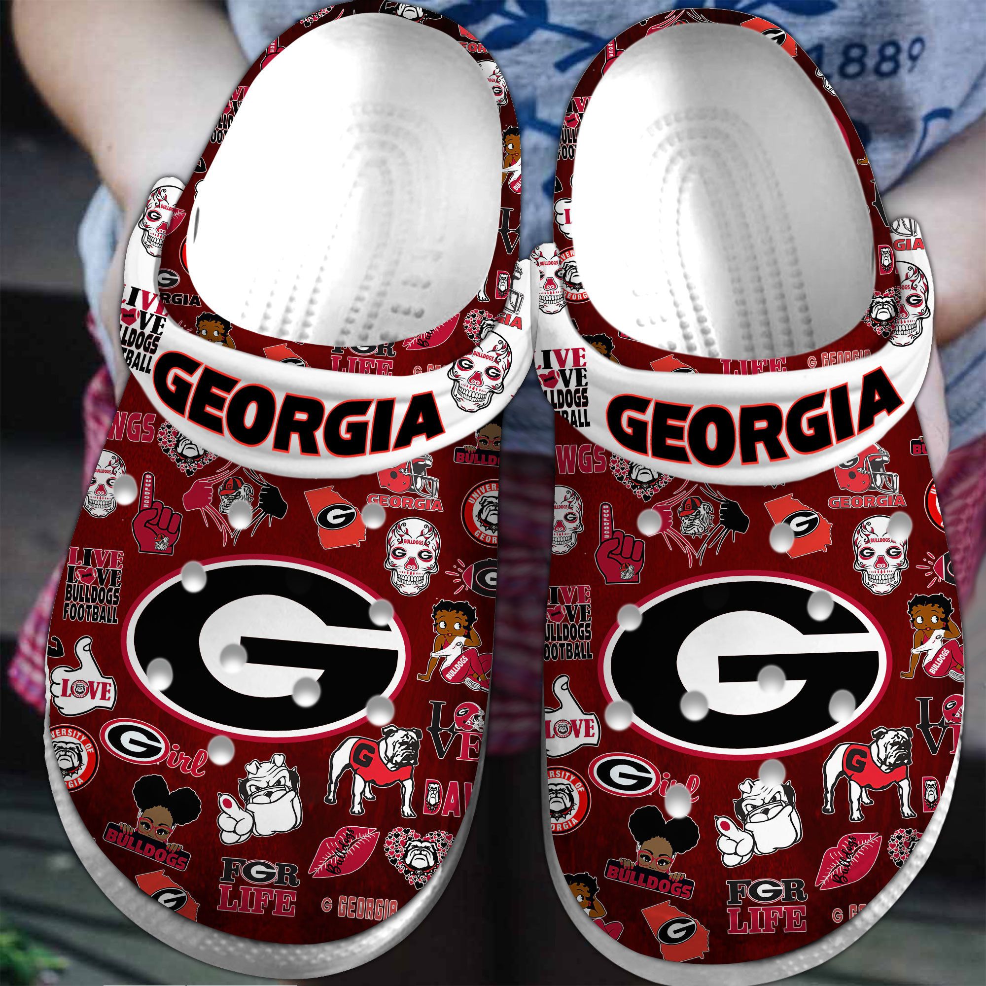 Footwearmerch Georgia Bulldogs NCAA Sport Crocs Crocband Clogs Shoes Comfortable For Men Women and Kids