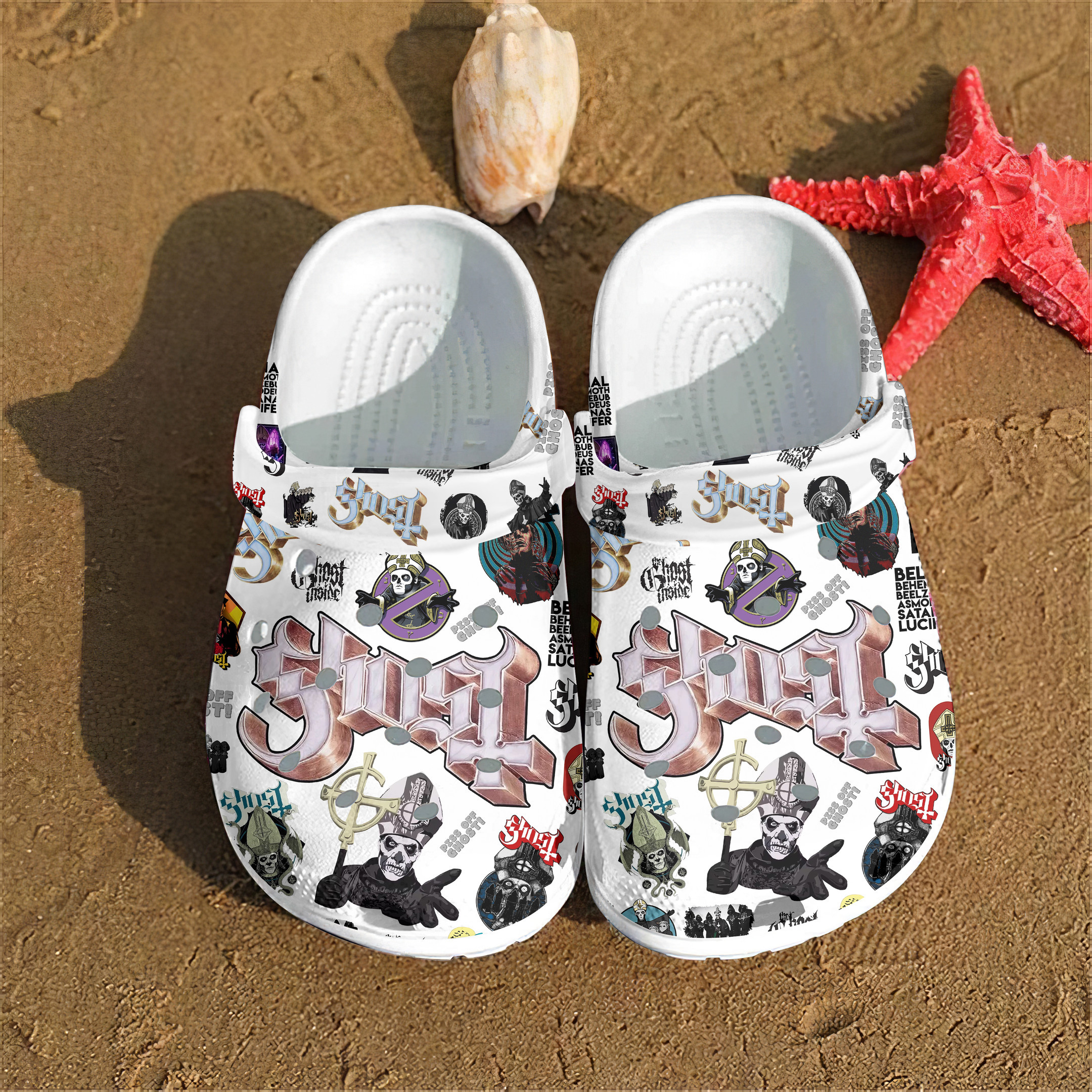 Footwearmerch Ghost Music Crocs Crocband Clogs Shoes Comfortable For Men Women and Kids