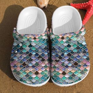 Footwearmerch Glitter Fish Scales Mermaid Gifts Rubber clog Shoes Comfy Footwear
