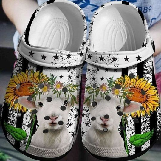 Footwearmerch Goat Sunflower Gift For Lover Rubber clog Shoes Comfy Footwear