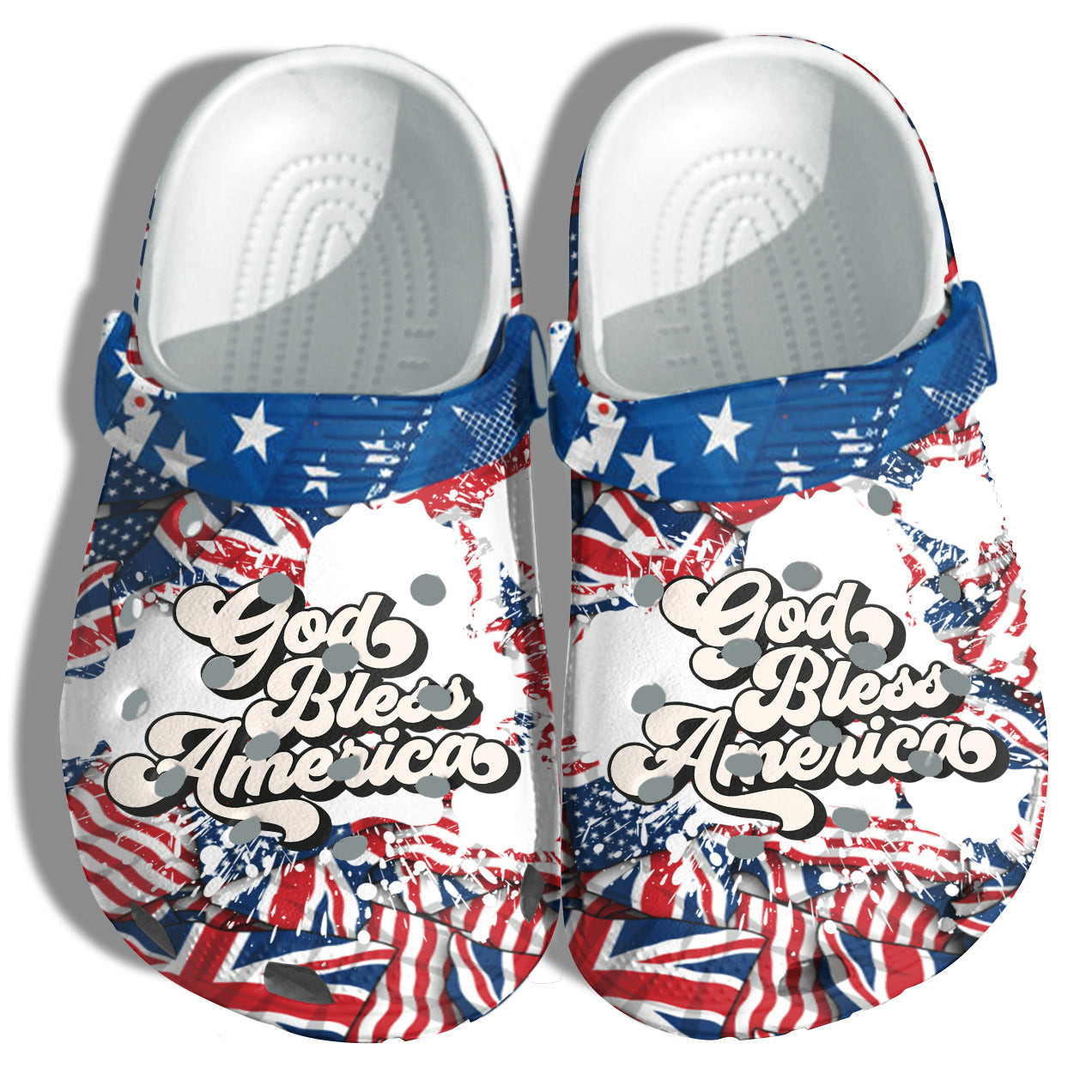 Footwearmerch God Bless America 4Th Of July Shoes Gift Women - Vintage England Uk Love Usa Proud America Flag Shoes Birthday Gift
