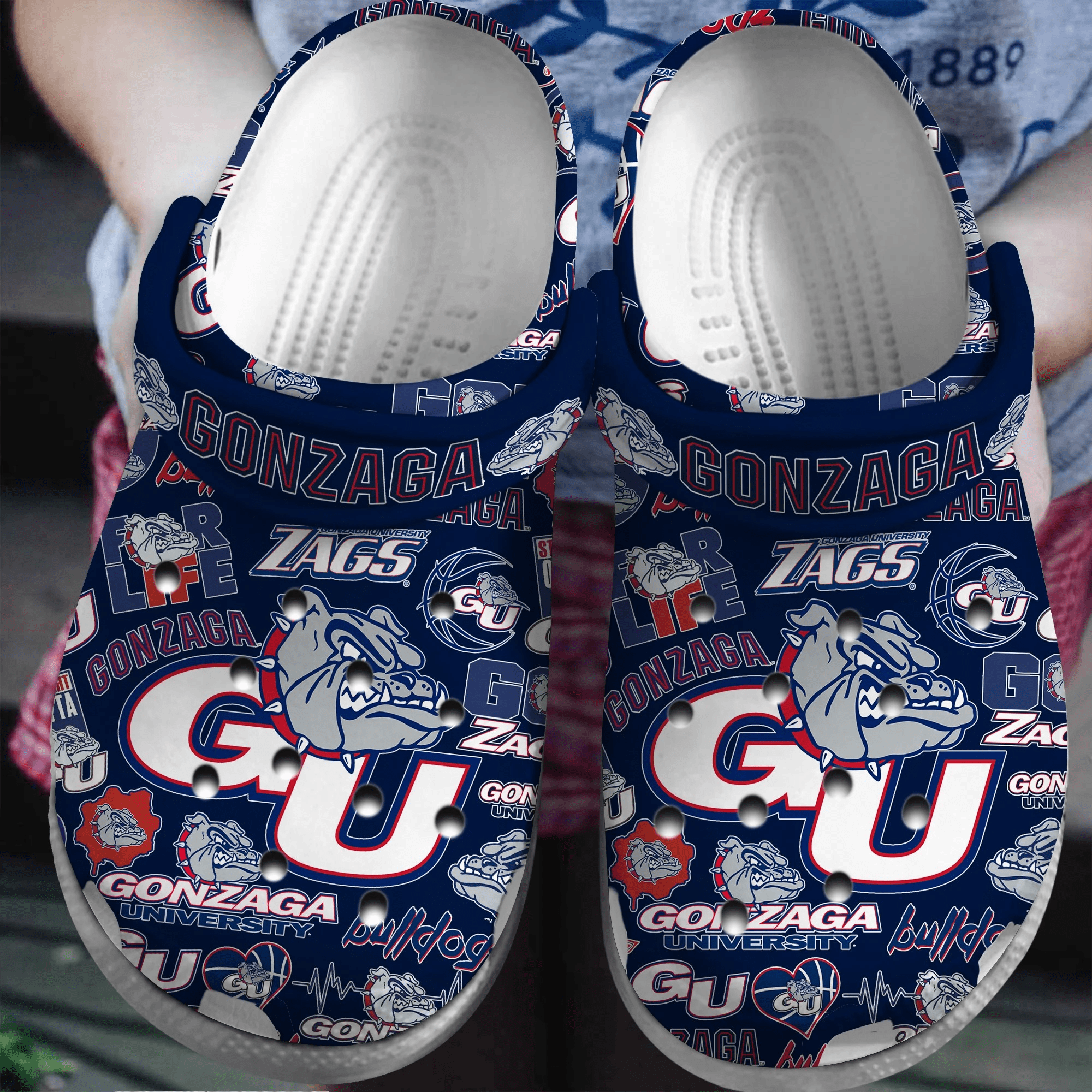 Footwearmerch Gonzaga Bulldogs NCAA Sport Crocs Crocband Clogs Shoes Comfortable For Men Women and Kids