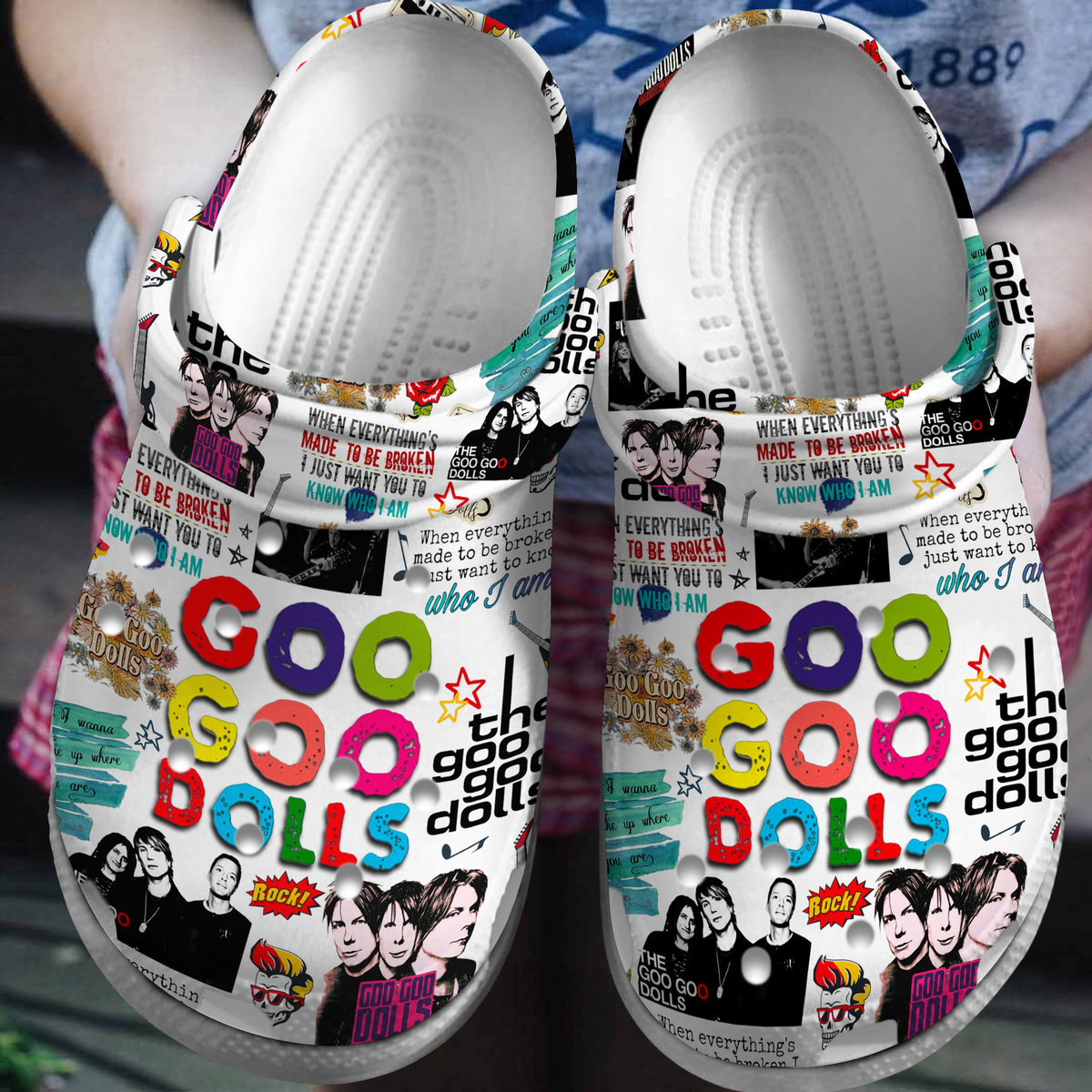 Footwearmerch Goo Goo Dolls Music Crocs Crocband Clogs Shoes Comfortable For Men Women and Kids