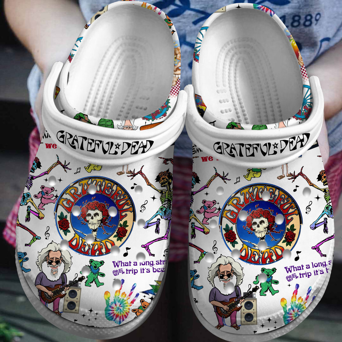 Footwearmerch Grateful Dead Music Crocs Crocband Clogs Shoes Comfortable For Men Women and Kids