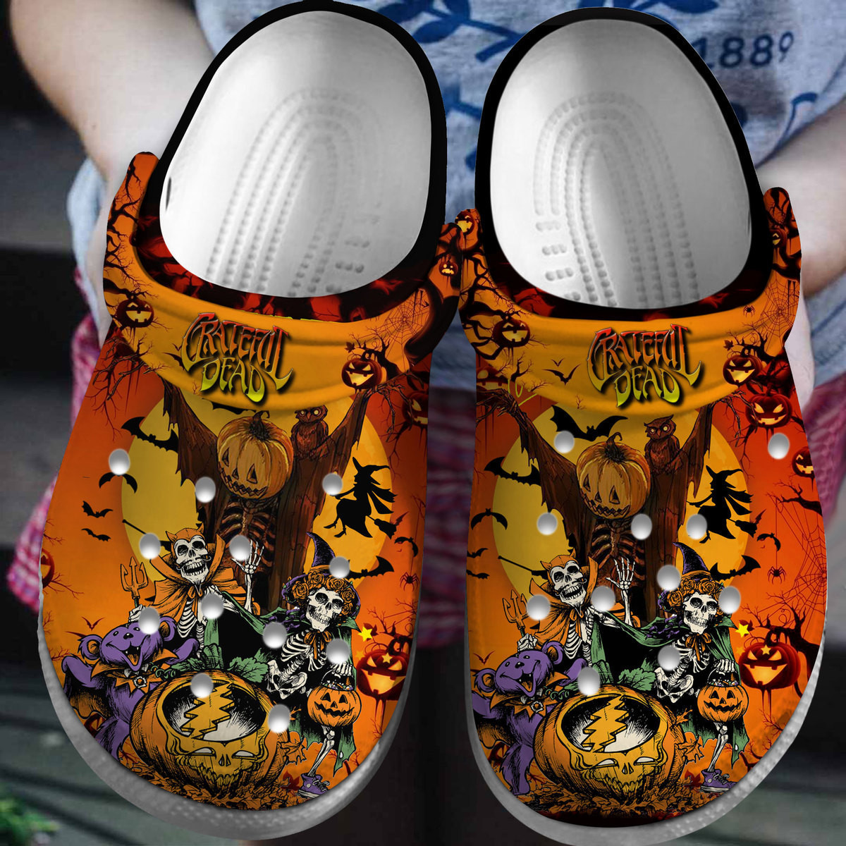 Footwearmerch Grateful Dead Music Crocs Crocband Clogs Shoes Comfortable For Men Women and Kids