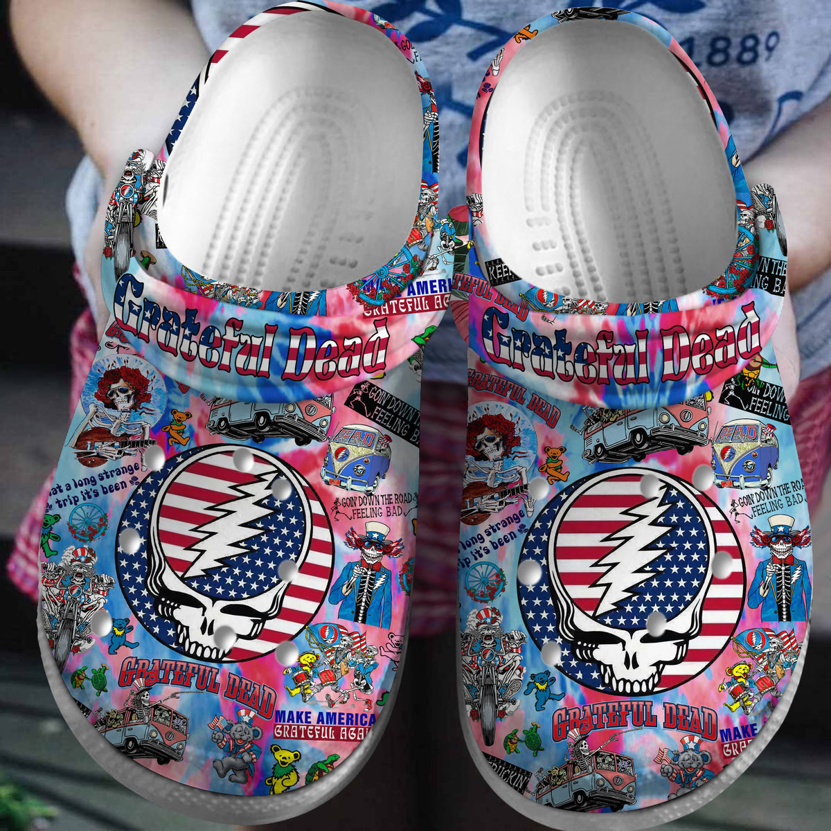 Footwearmerch Grateful Dead Music Crocs Crocband Clogs Shoes Comfortable For Men Women and Kids