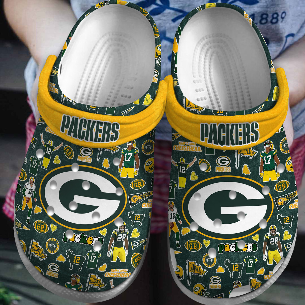 Footwearmerch Green Bay Packers NFL Sport Crocs Crocband Clogs Shoes Comfortable For Men Women and Kids