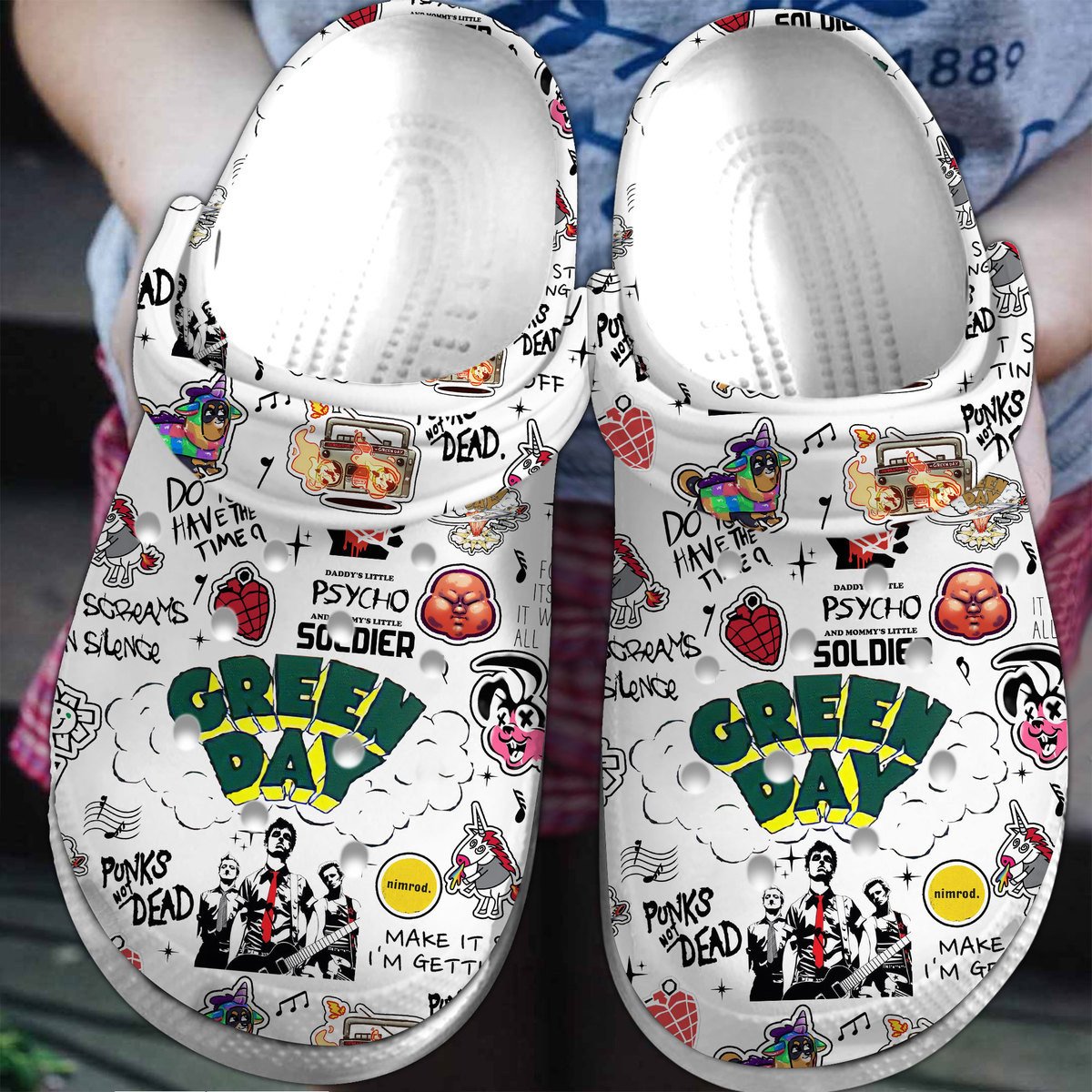 Footwearmerch Green Day Music Crocs Crocband Clogs Shoes Comfortable For Men Women and Kids