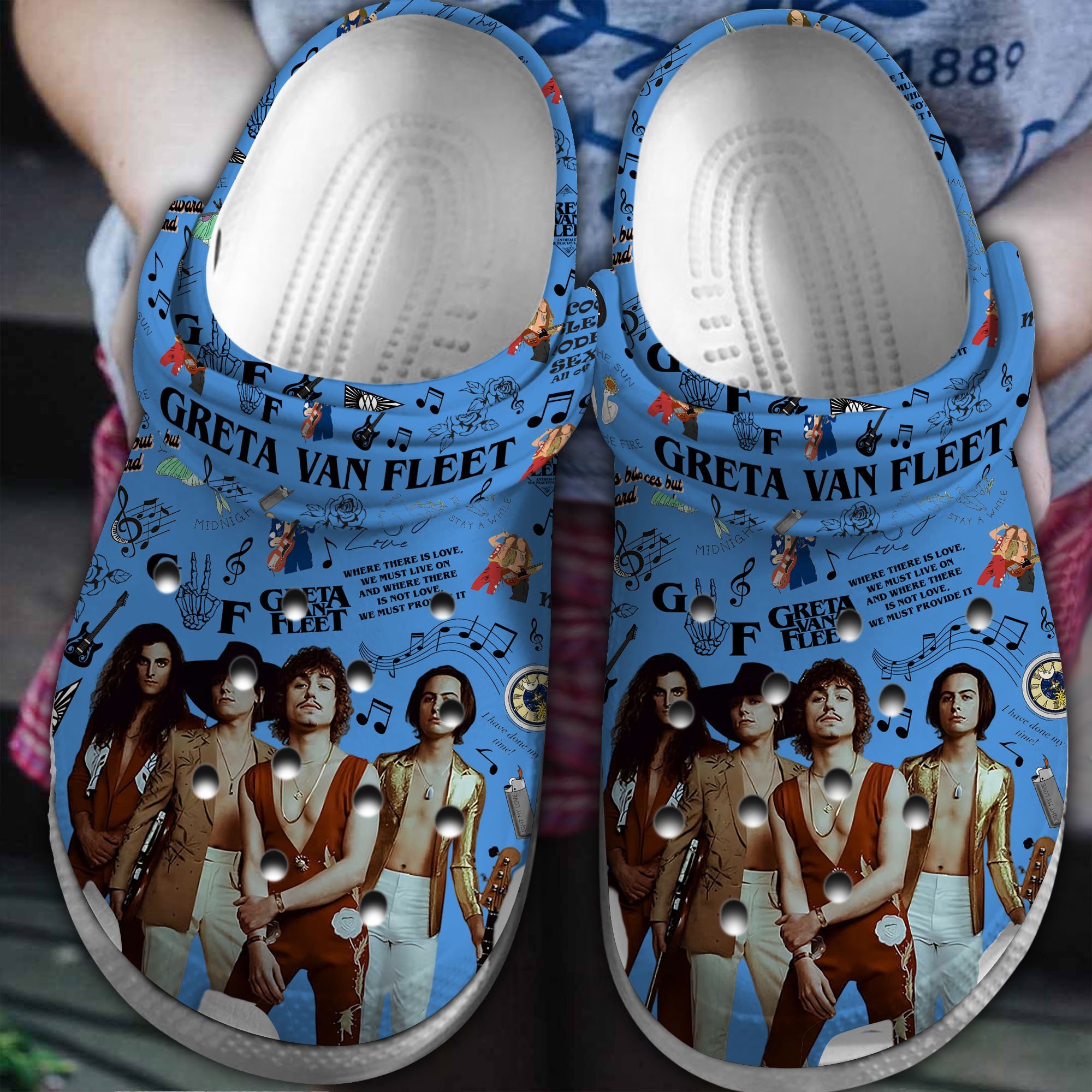 Footwearmerch Greta Van Fleet Band Music Crocs Crocband Clogs Shoes Comfortable For Men Women and Kids
