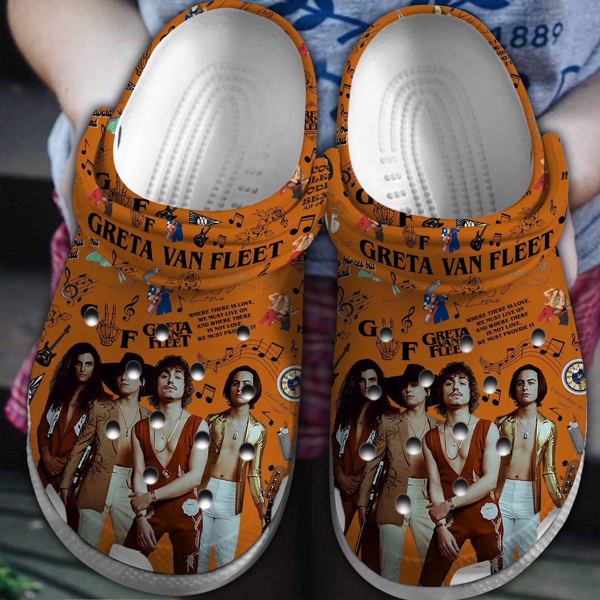 Footwearmerch Greta Van Fleet Band Music Crocs Crocband Clogs Shoes Comfortable For Men Women and Kids
