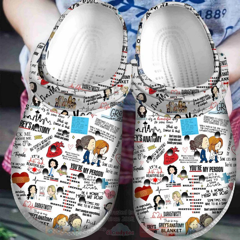 Footwearmerch Grey Anatomy American Medical TV Show Nurse Crocs Clogs Crocband Shoes Comfortable For Men Women