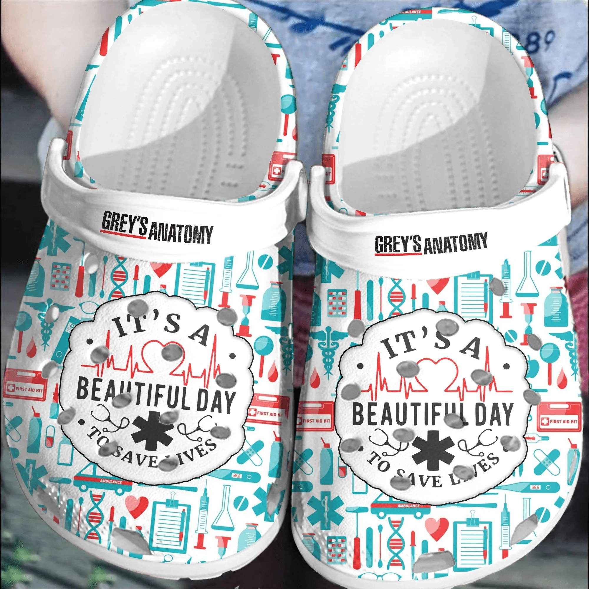 Footwearmerch Grey Anatomy American Medical TV Show Nurse Crocs Crocband Comfortable Shoes Clogs For Men Women
