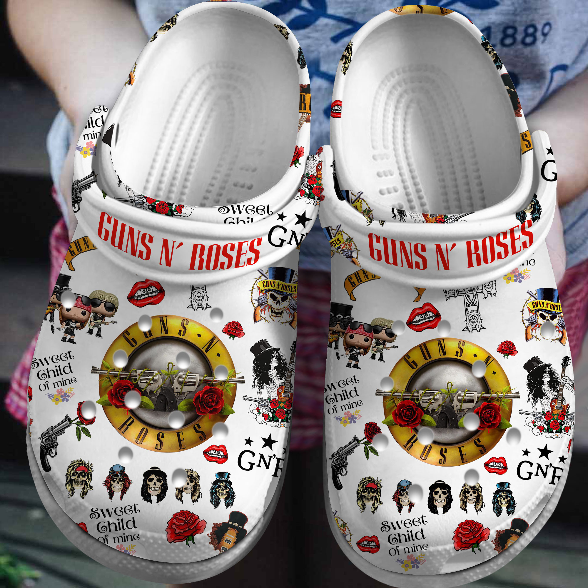 Footwearmerch Guns N' Roses Music Crocs Crocband Clogs Shoes Comfortable For Men Women and Kids