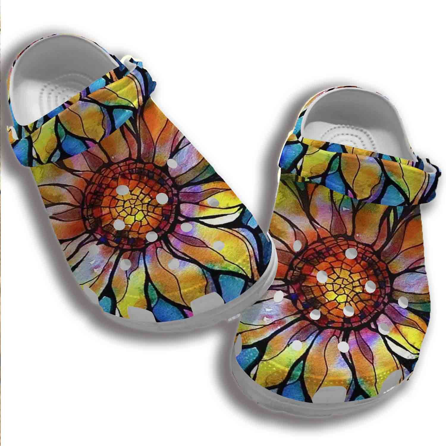 Footwearmerch Gypsy Flower Croc Shoes Men Women - Hippie Shoes Crocbland Clog Gifts For Son Daughter