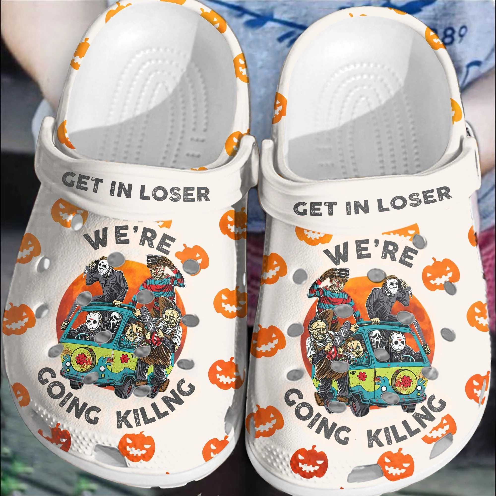 Footwearmerch Halloween pumkin Shoes Crocs Crocband Clogs Shoes For Men Women