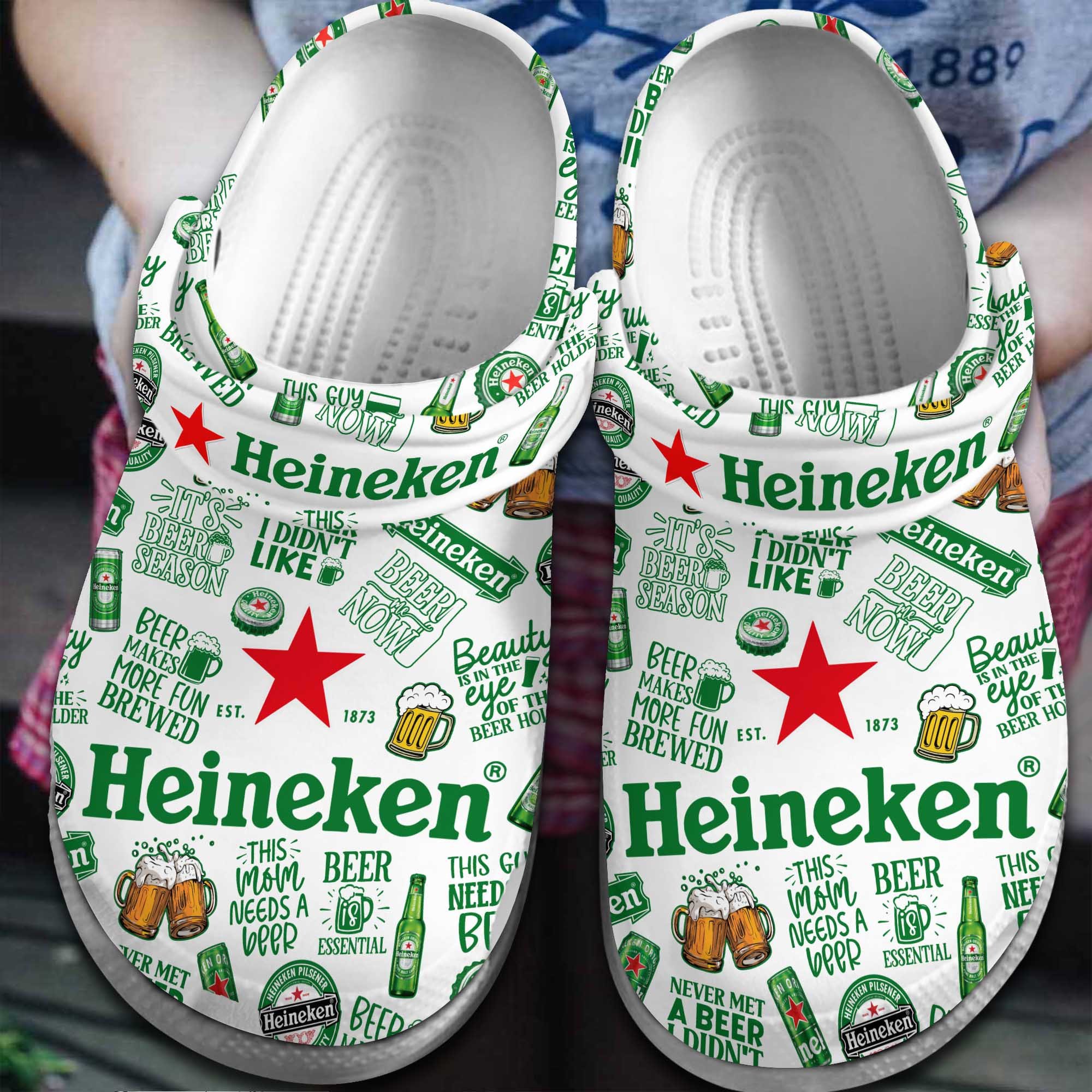 Footwearmerch Heineken Beer Crocs Crocband Clogs Shoes Comfortable For Men Women and Kids