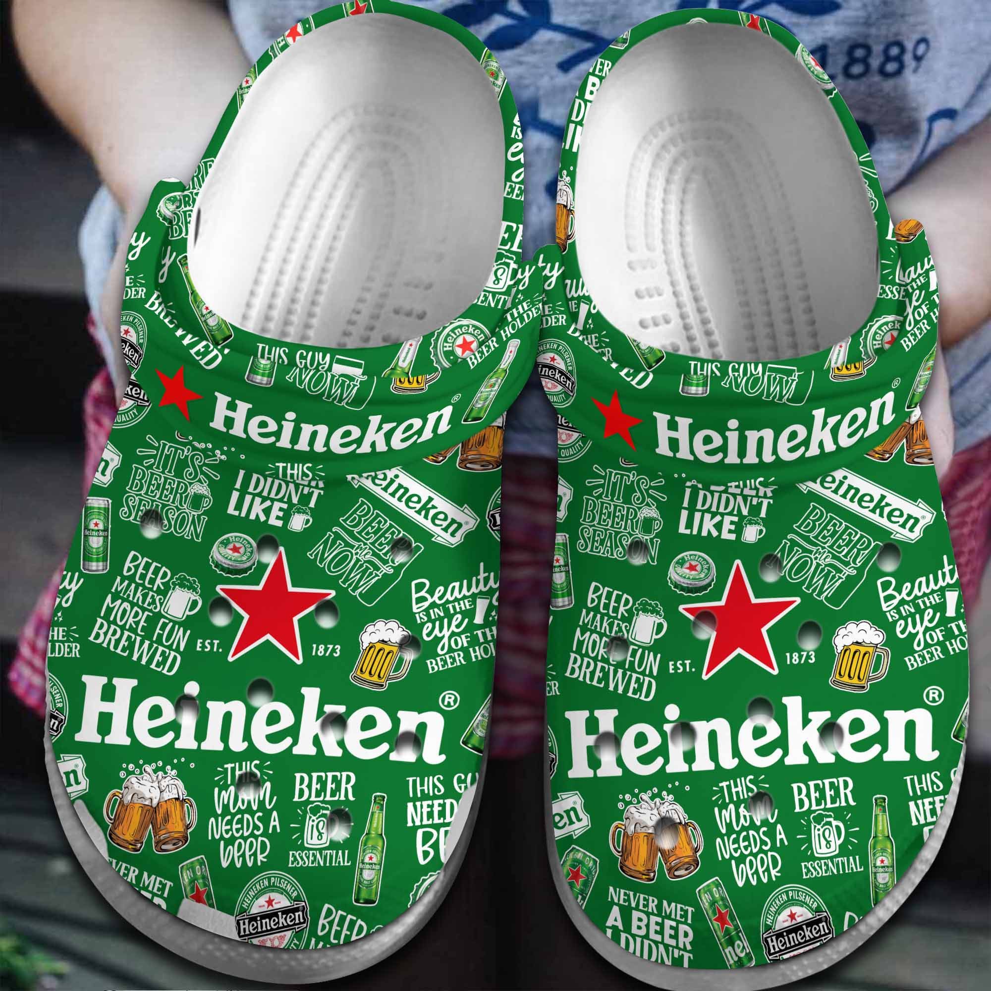 Footwearmerch Heineken Beer Crocs Crocband Clogs Shoes Comfortable For Men Women and Kids
