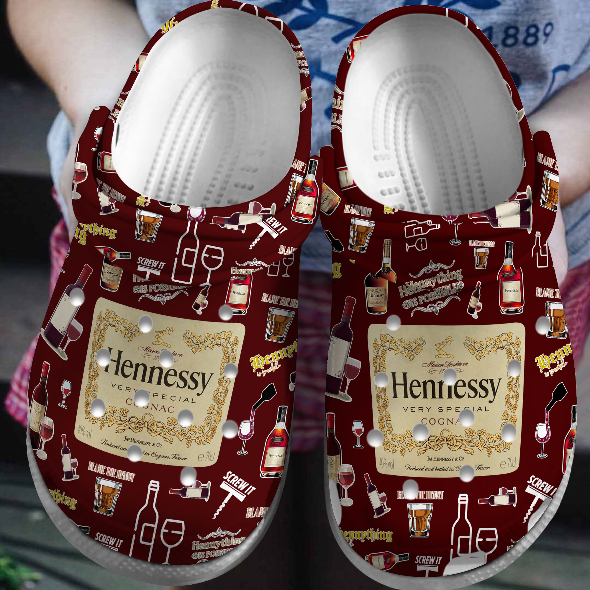Footwearmerch Hennessy Drinks Crocs Crocband Clogs Shoes Comfortable For Men Women and Kids