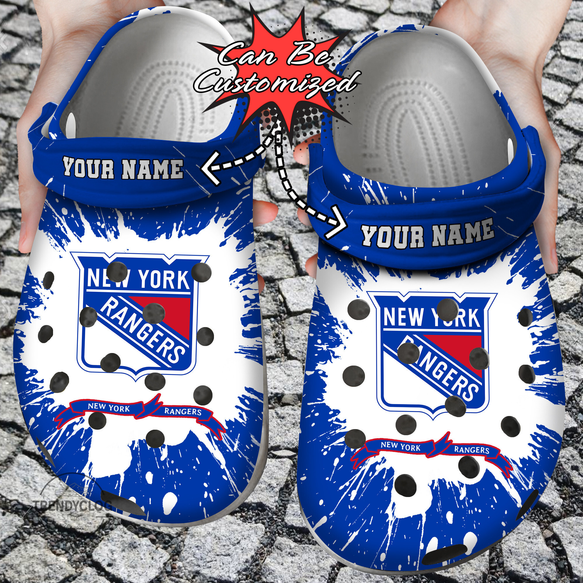 Footwearmerch Hockey Personalized NY Rangers Team Clog Shoes