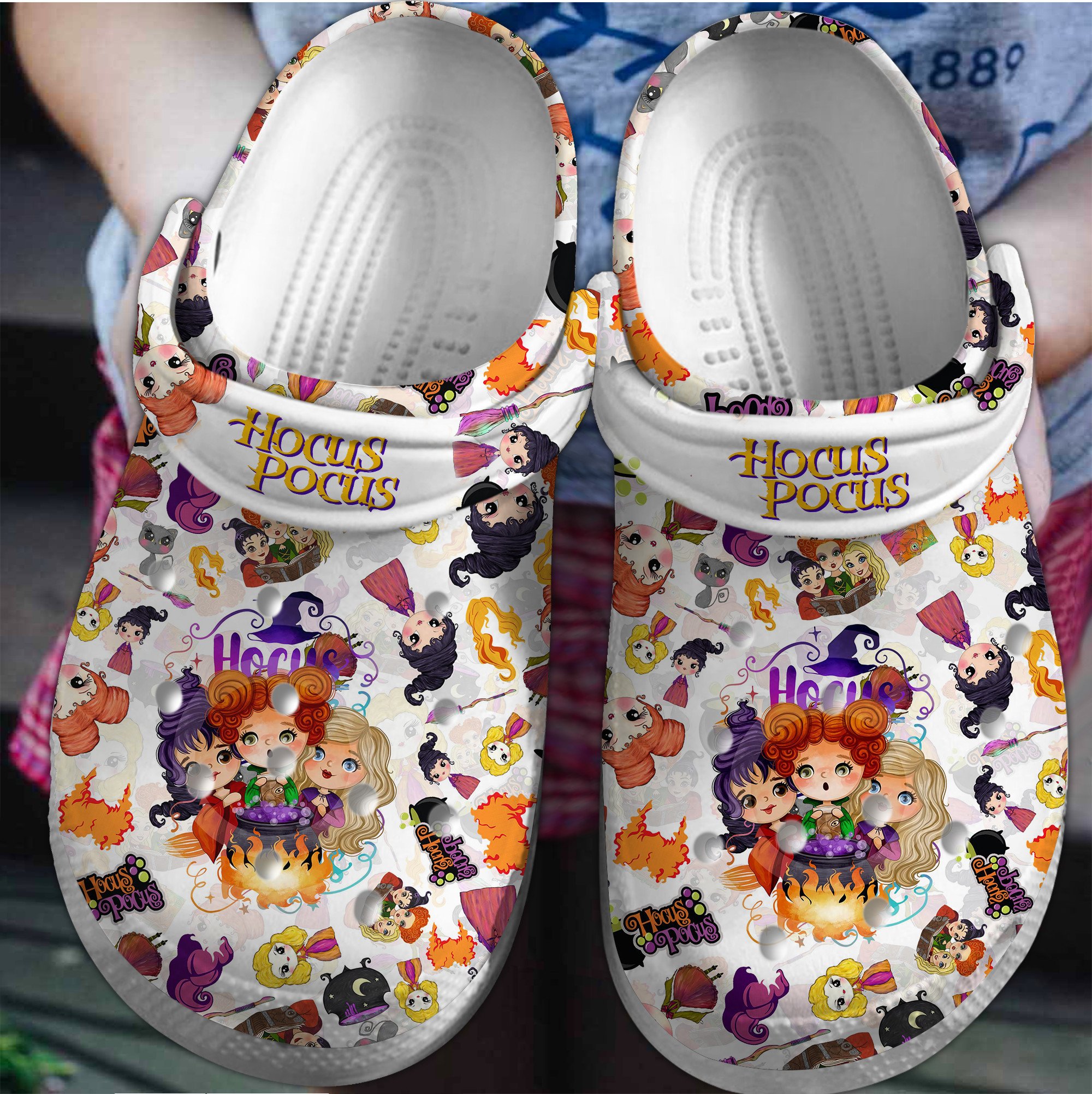 Footwearmerch Hocus Pocus Movie Crocs Crocband Clogs Shoes Comfortable For Men Women and Kids