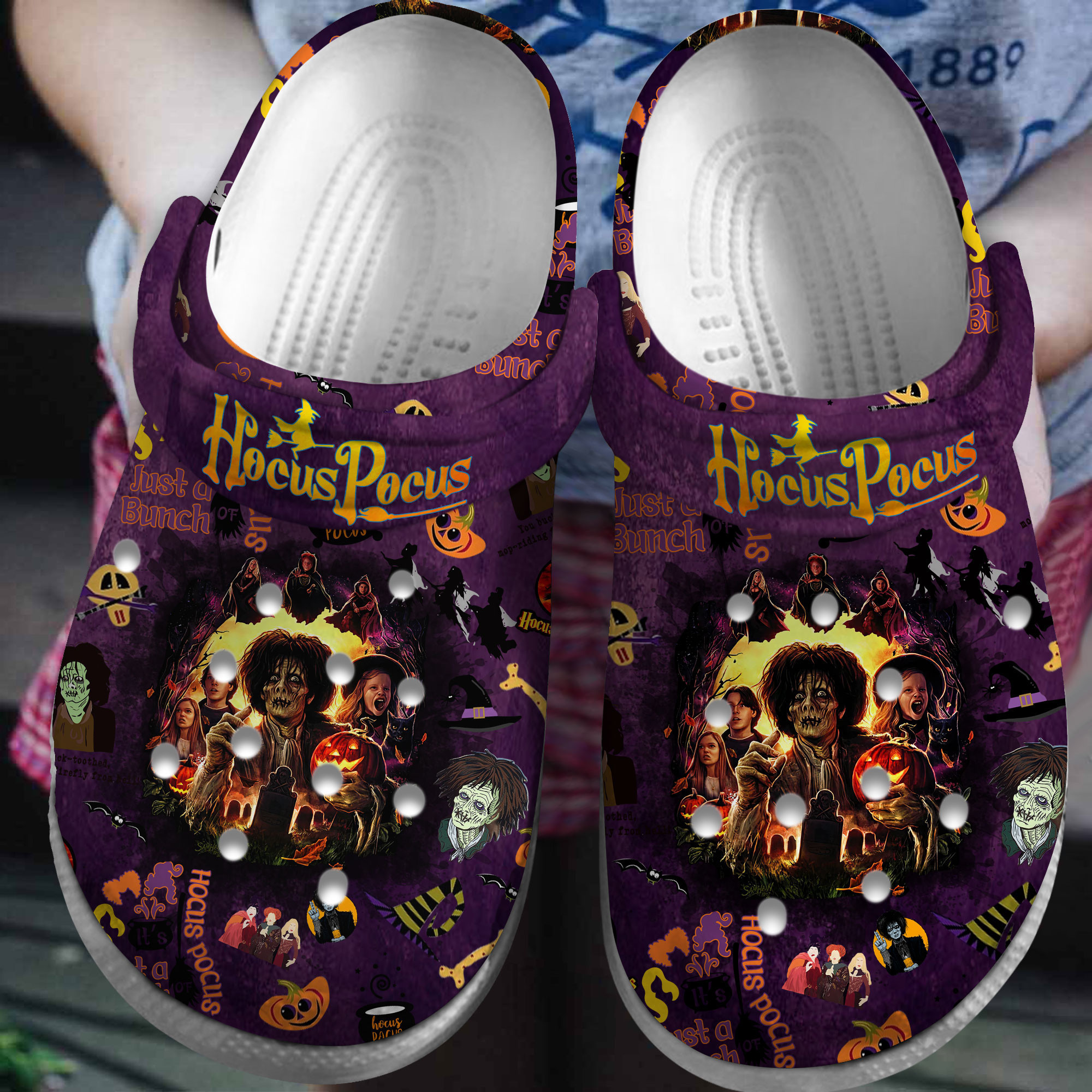 Footwearmerch Hocus Pocus Movie Crocs Crocband Clogs Shoes Comfortable For Men Women and Kids