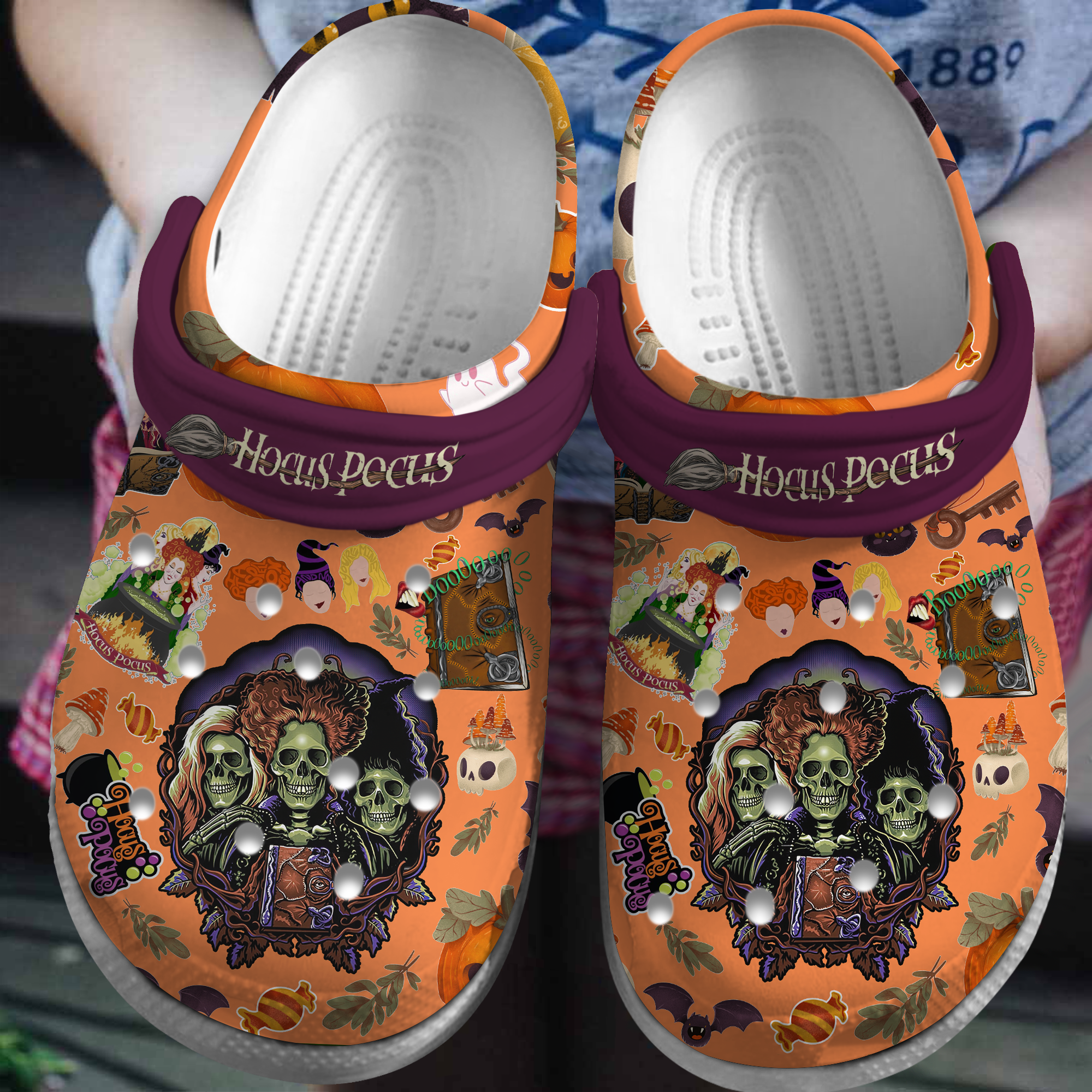 Footwearmerch Hocus Pocus Movie Crocs Crocband Clogs Shoes Comfortable For Men Women and Kids