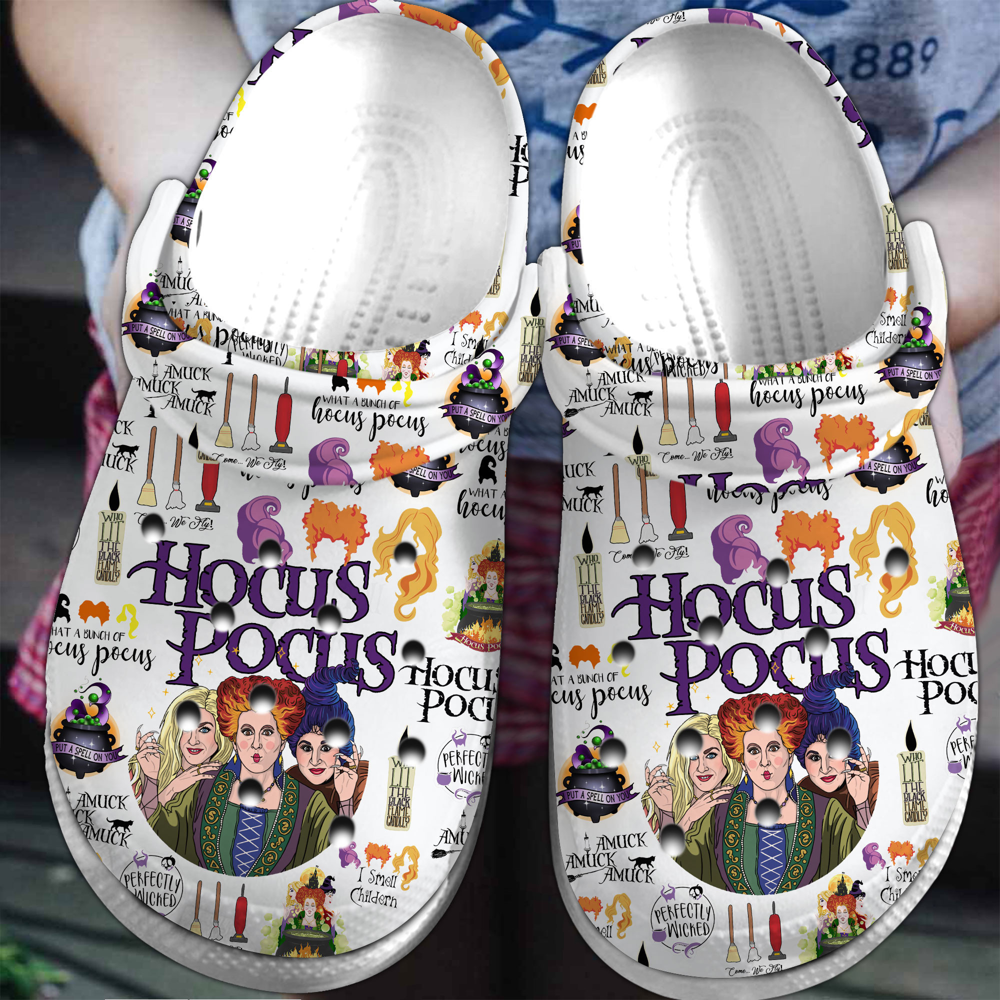 Footwearmerch Hocus Pocus Movie Crocs Crocband Clogs Shoes Comfortable For Men Women and Kids
