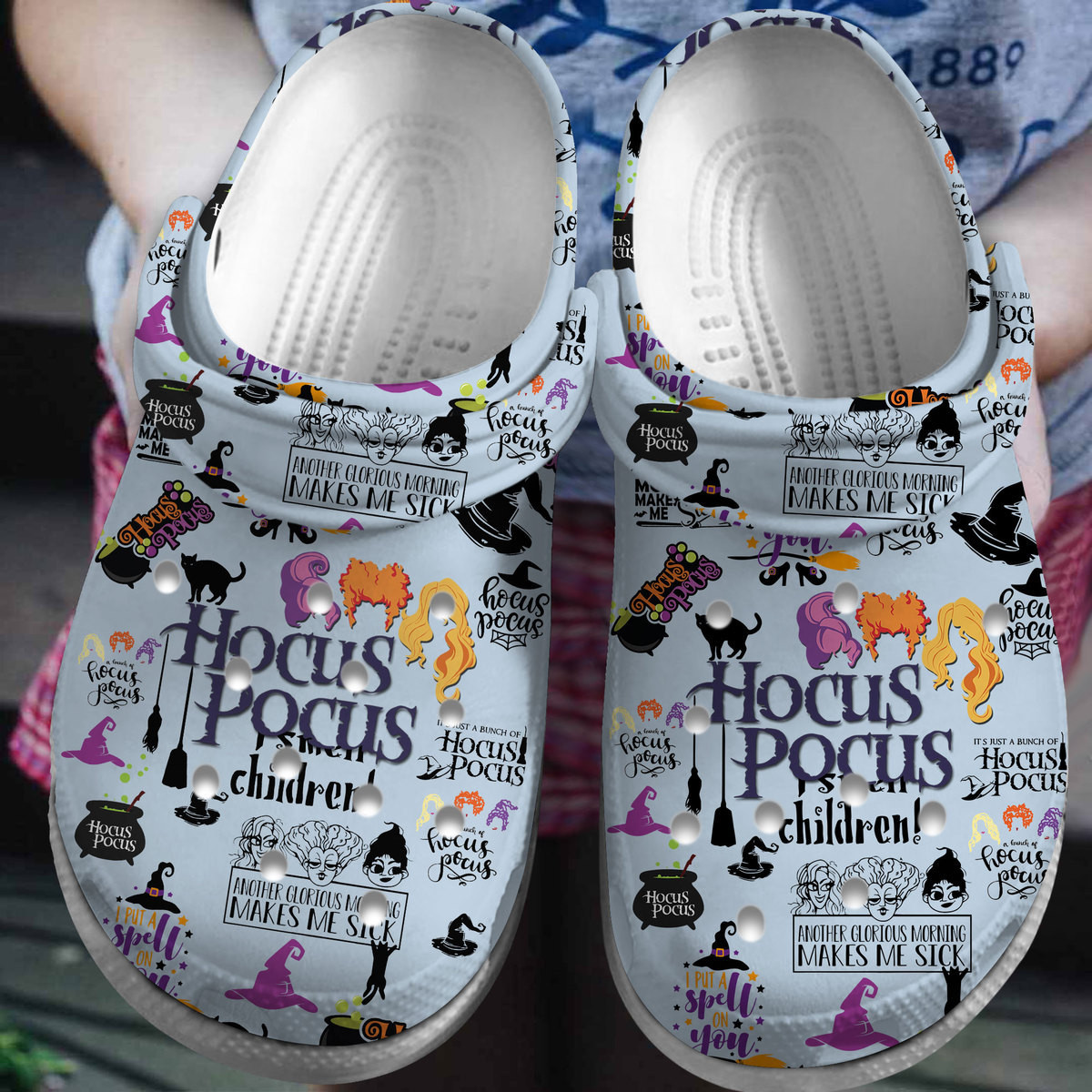 Footwearmerch Hocus Pocus Movie Crocs Crocband Clogs Shoes Comfortable For Men Women and Kids