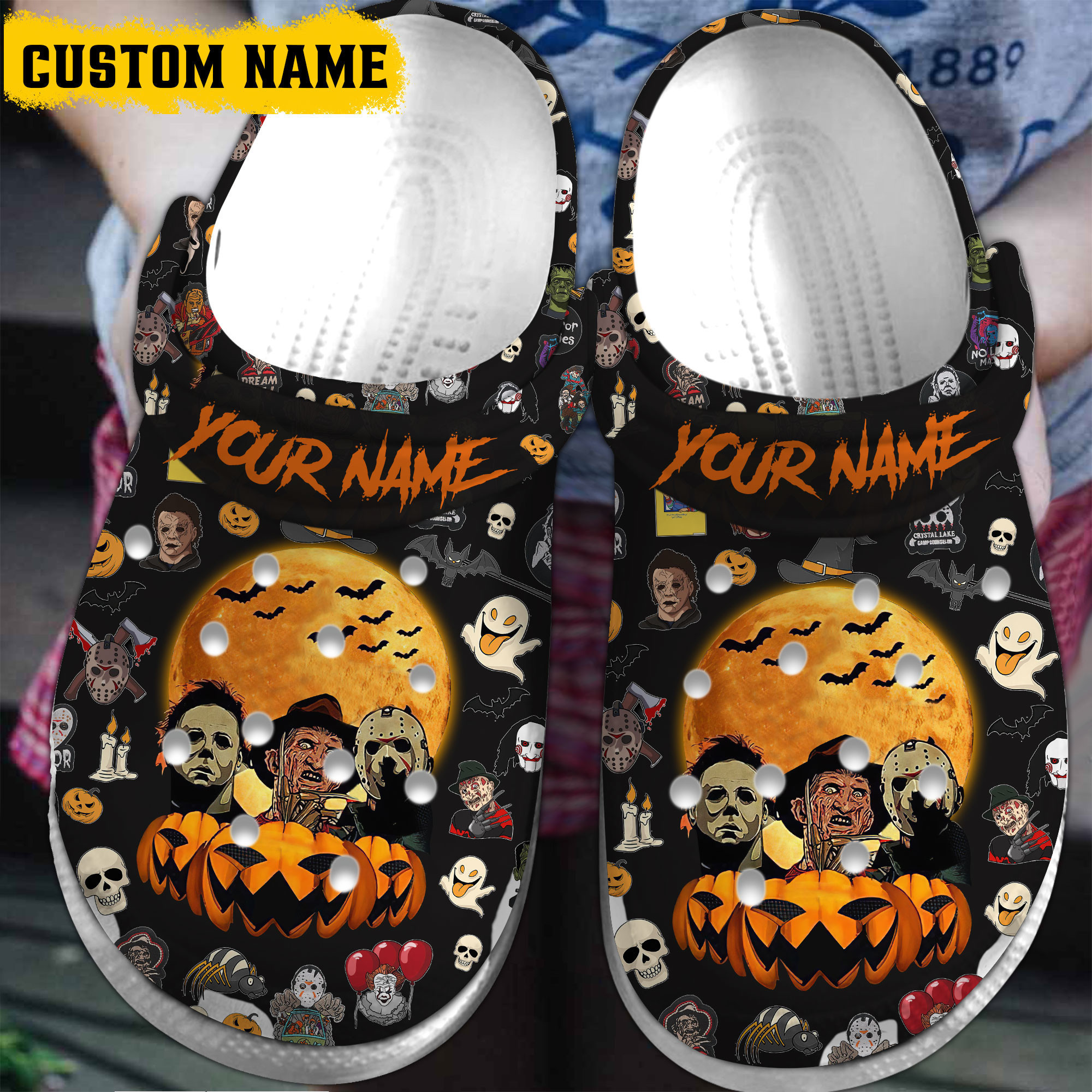 Footwearmerch Horror Movie Characters Movie Crocs Crocband Clogs Shoes Comfortable For Men Women and Kids