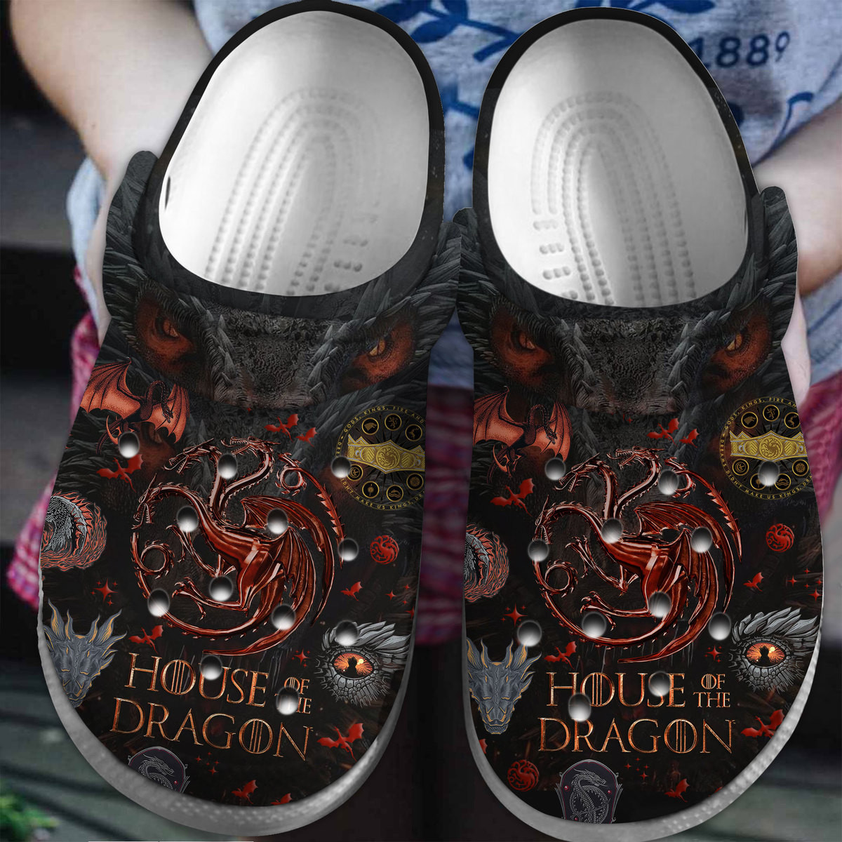 Footwearmerch House Of The Dragon TV Series Crocs Crocband Clogs Shoes Comfortable For Men Women and Kids