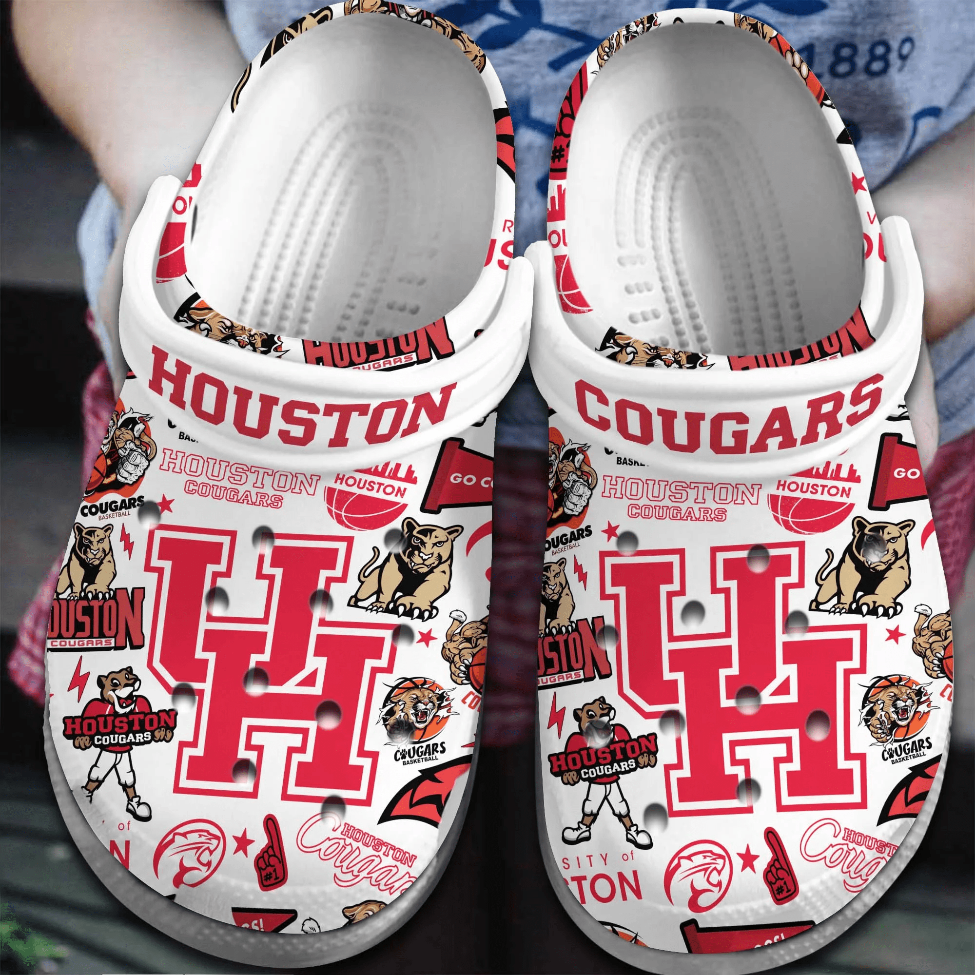 Footwearmerch Houston Cougars NCAA Sport Crocs Crocband Clogs Shoes Comfortable For Men Women and Kids