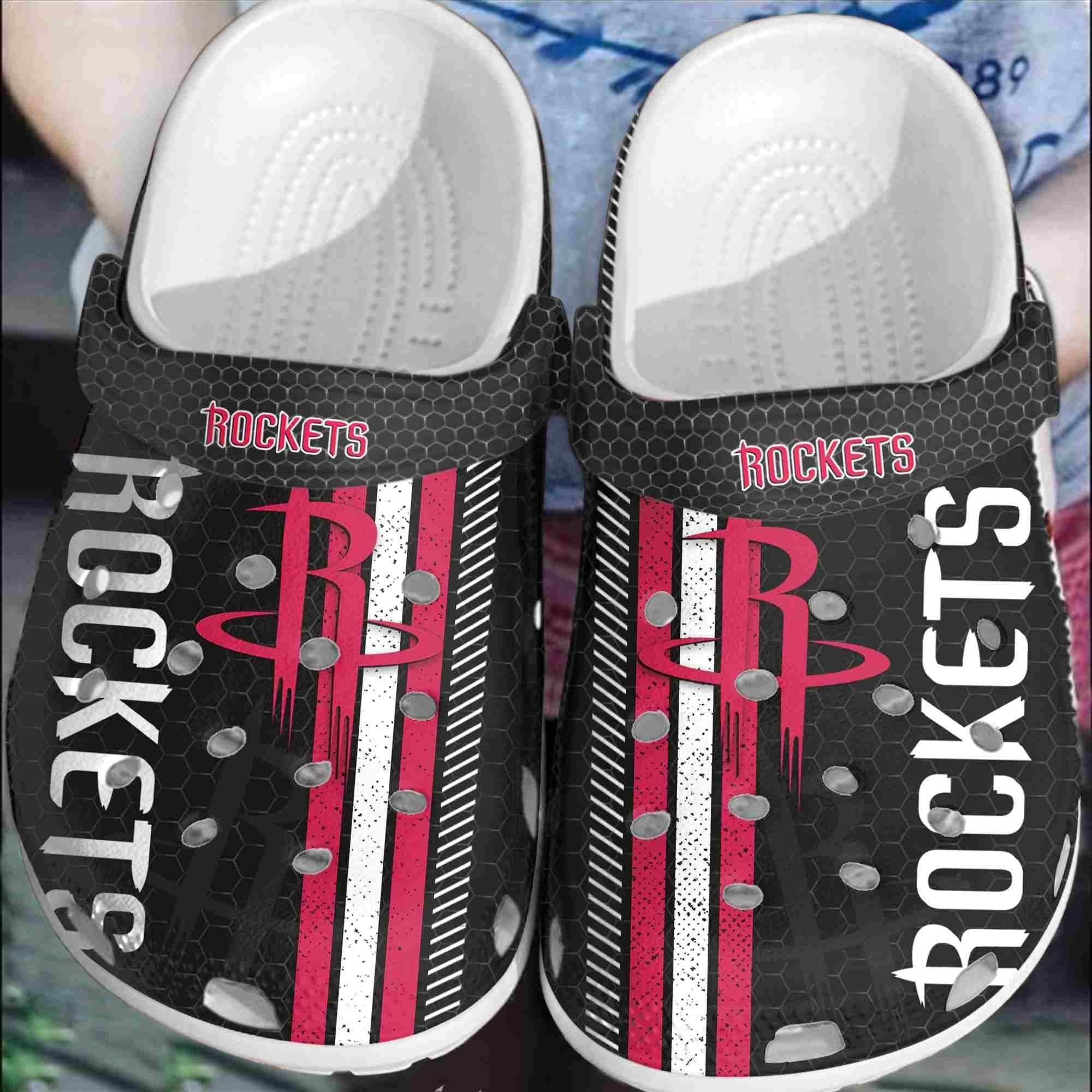 Footwearmerch Houston Rockets Basketball Club Clogs Crocs Crocband Comfortable Shoes For Men Women