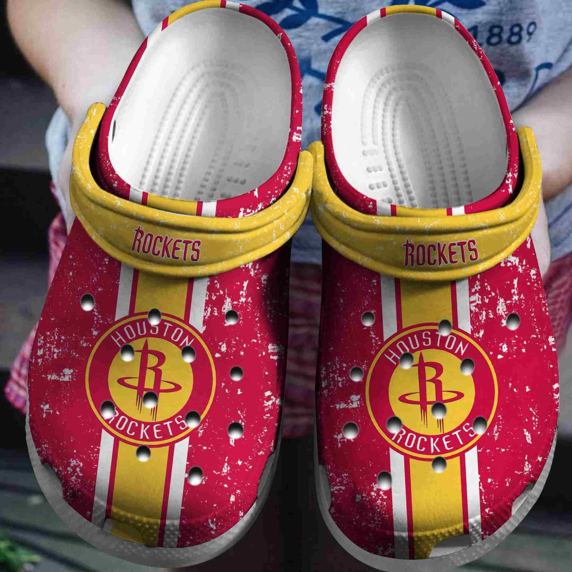 Footwearmerch Houston Rockets Basketball Club Clogs Crocs Crocband Shoes Comfortable For Men Women
