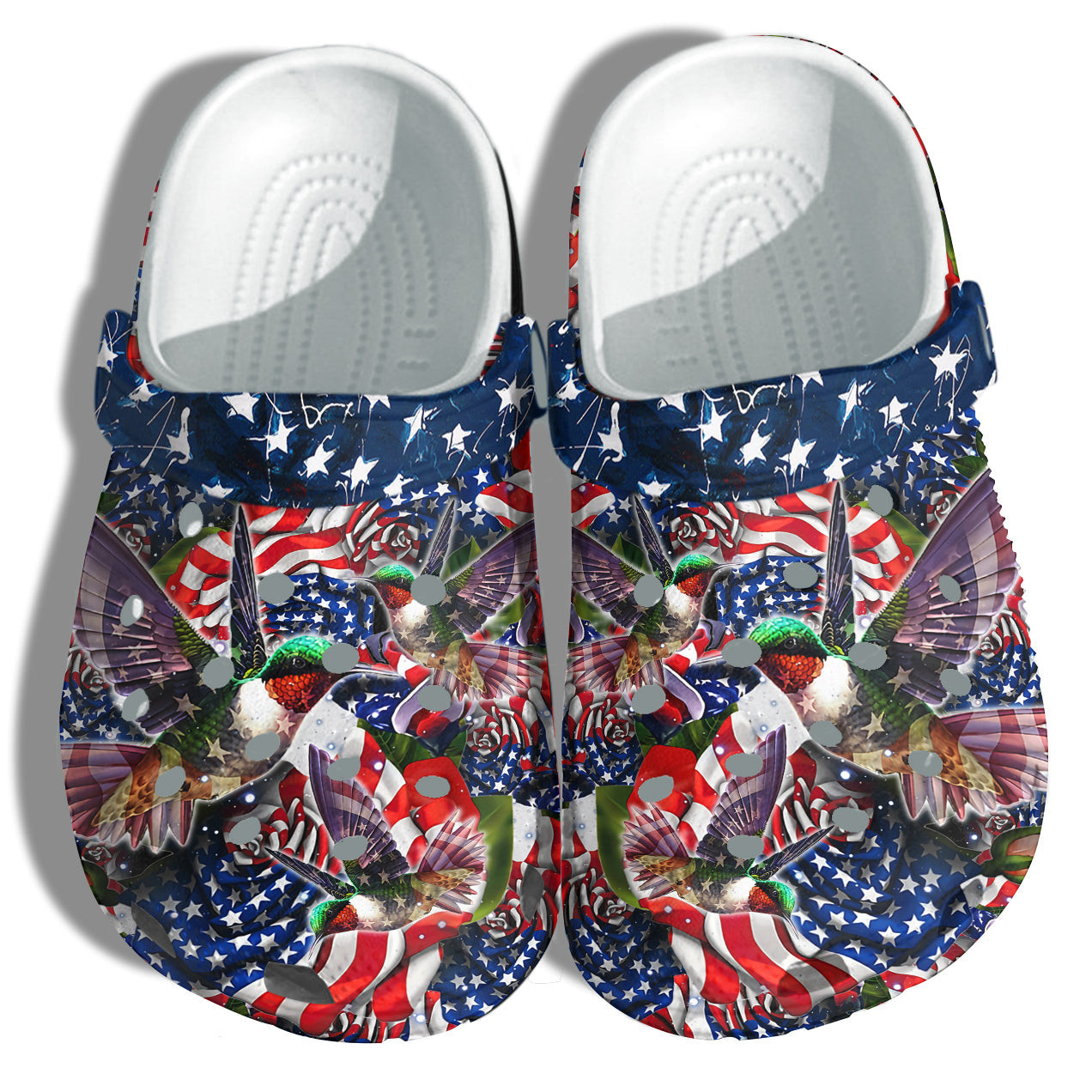 Footwearmerch Hummingbird Flower America Flag Shoes Gift Women - Twinkle Star Love 4Th Of July Shoes Birthday Gift