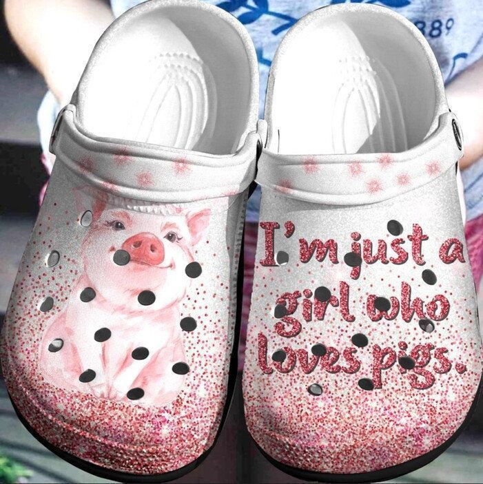 Footwearmerch Im Just A Girl Who Loves Pigs Rubber clog Shoes Comfy Footwear