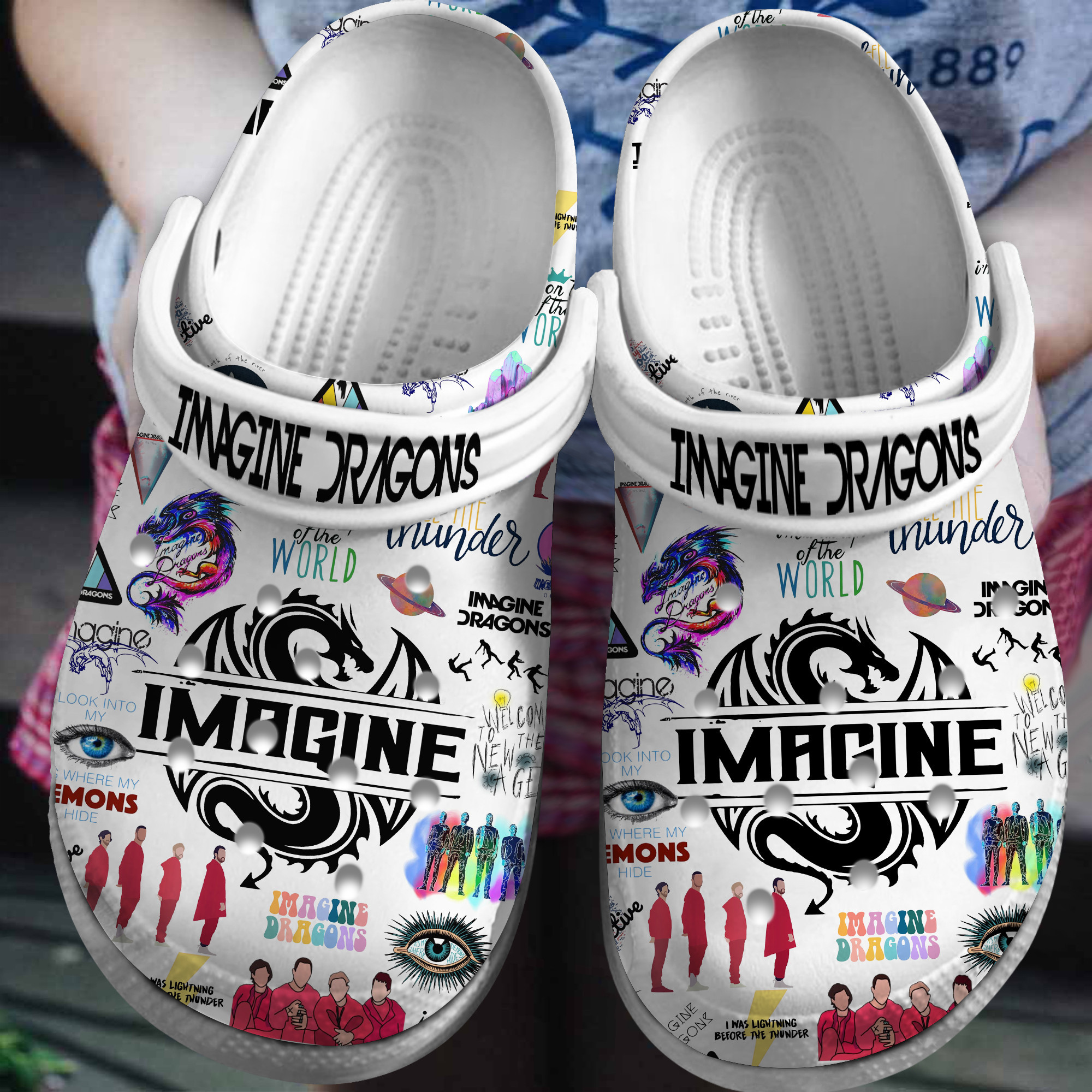 Footwearmerch Imagine Dragons Music Crocs Crocband Clogs Shoes Comfortable For Men Women and Kids