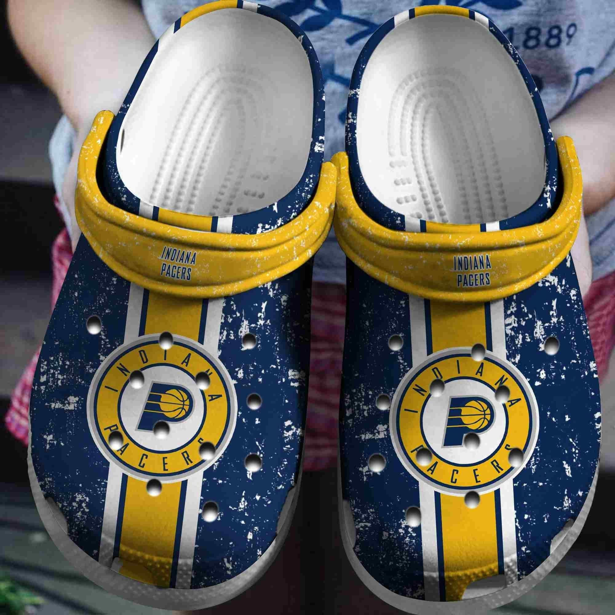 Footwearmerch Indiana Pacers Basketball Club Clogs Crocs Comfortable Crocband Shoes For Men Women