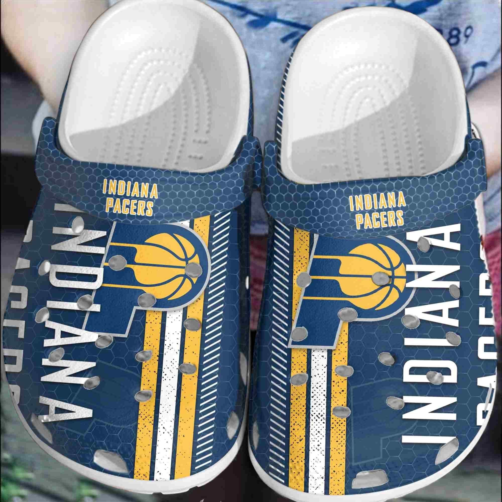 Footwearmerch Indiana Pacers Basketball Club Clogs Crocs Comfortable Shoes Crocband For Men Women