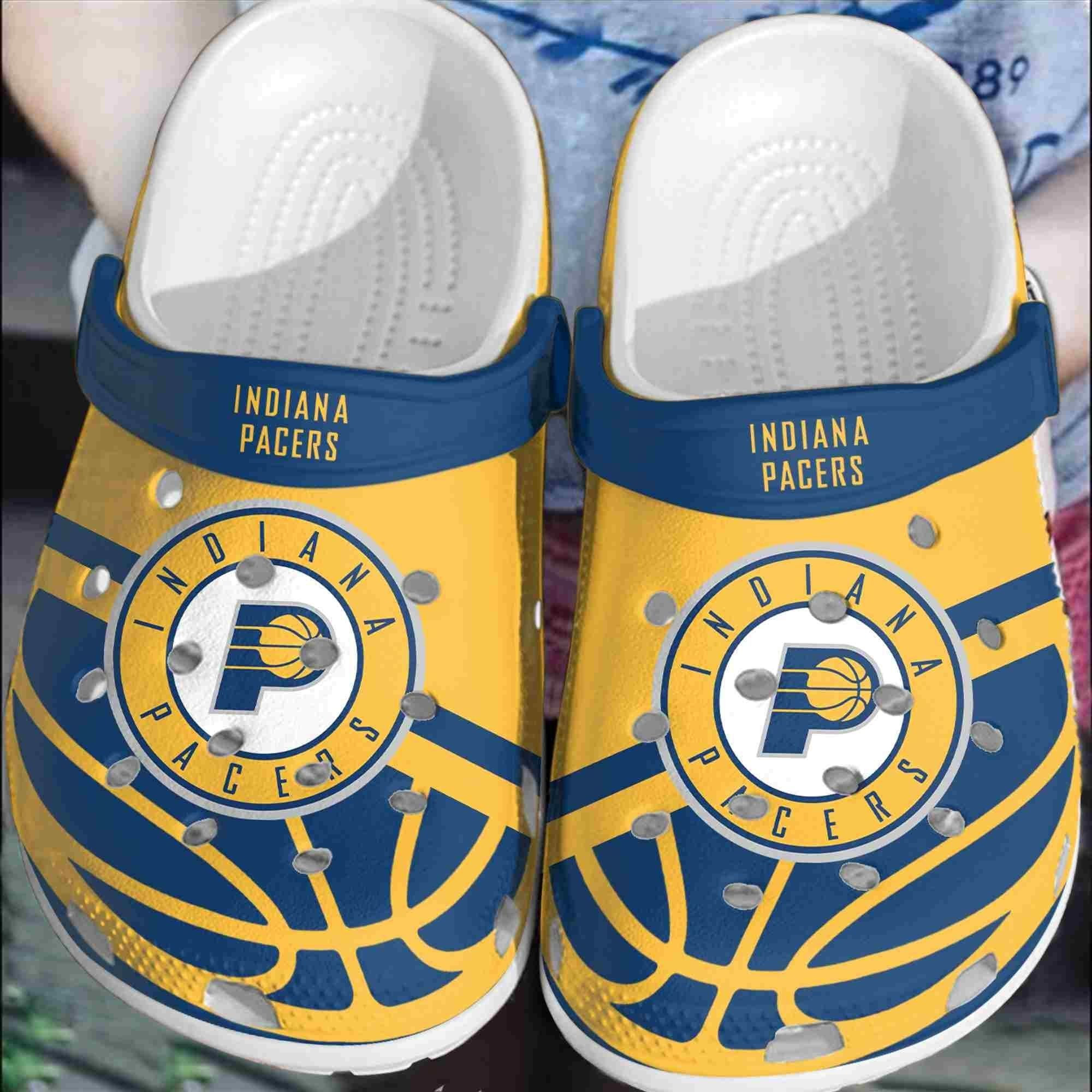 Footwearmerch Indiana Pacers Basketball Club Clogs Crocs Shoes Comfortable Crocband For Men Women